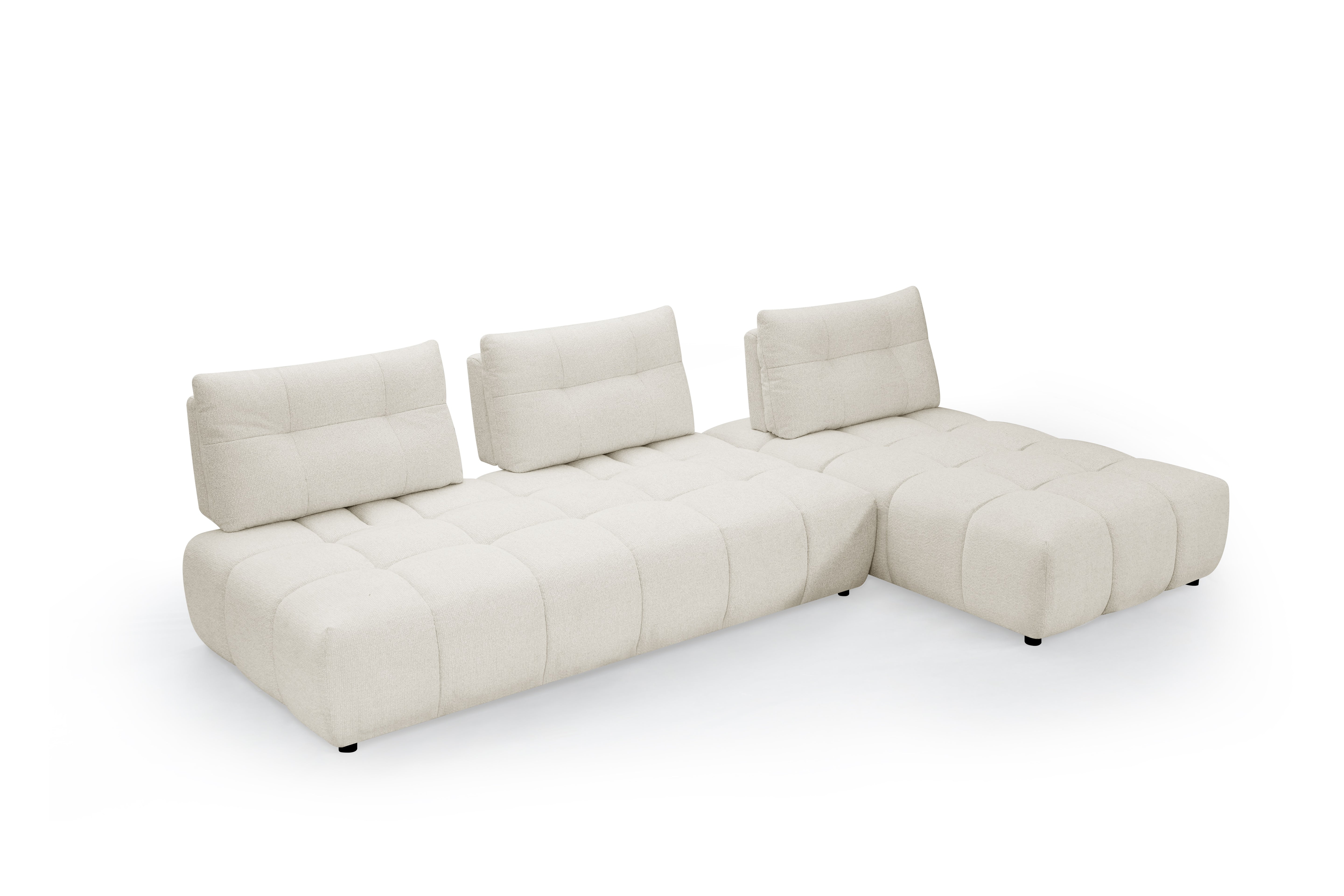 ALANA beige strukturiertes, wendbares Ecksofa aus Samt
