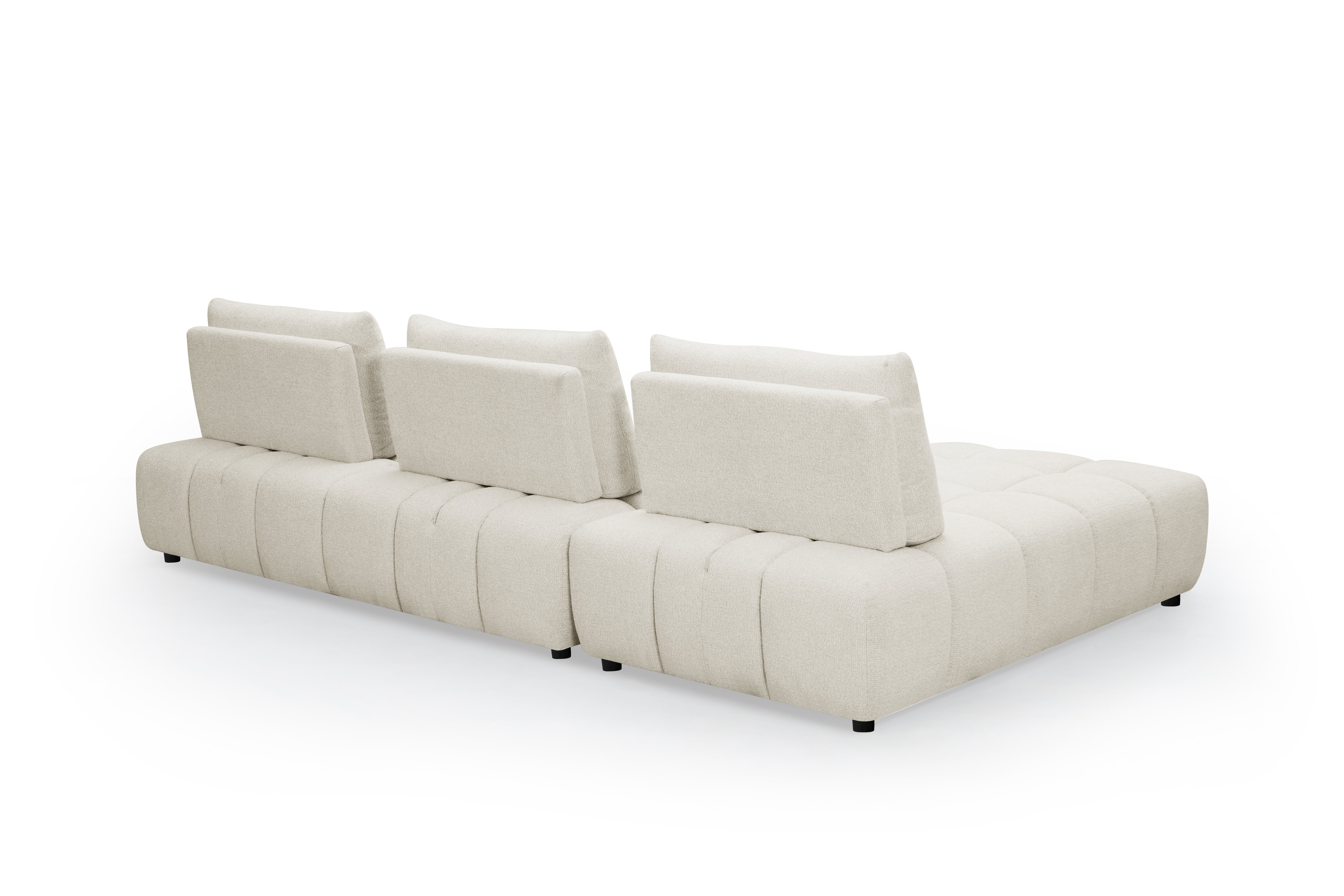 ALANA beige strukturiertes, wendbares Ecksofa aus Samt