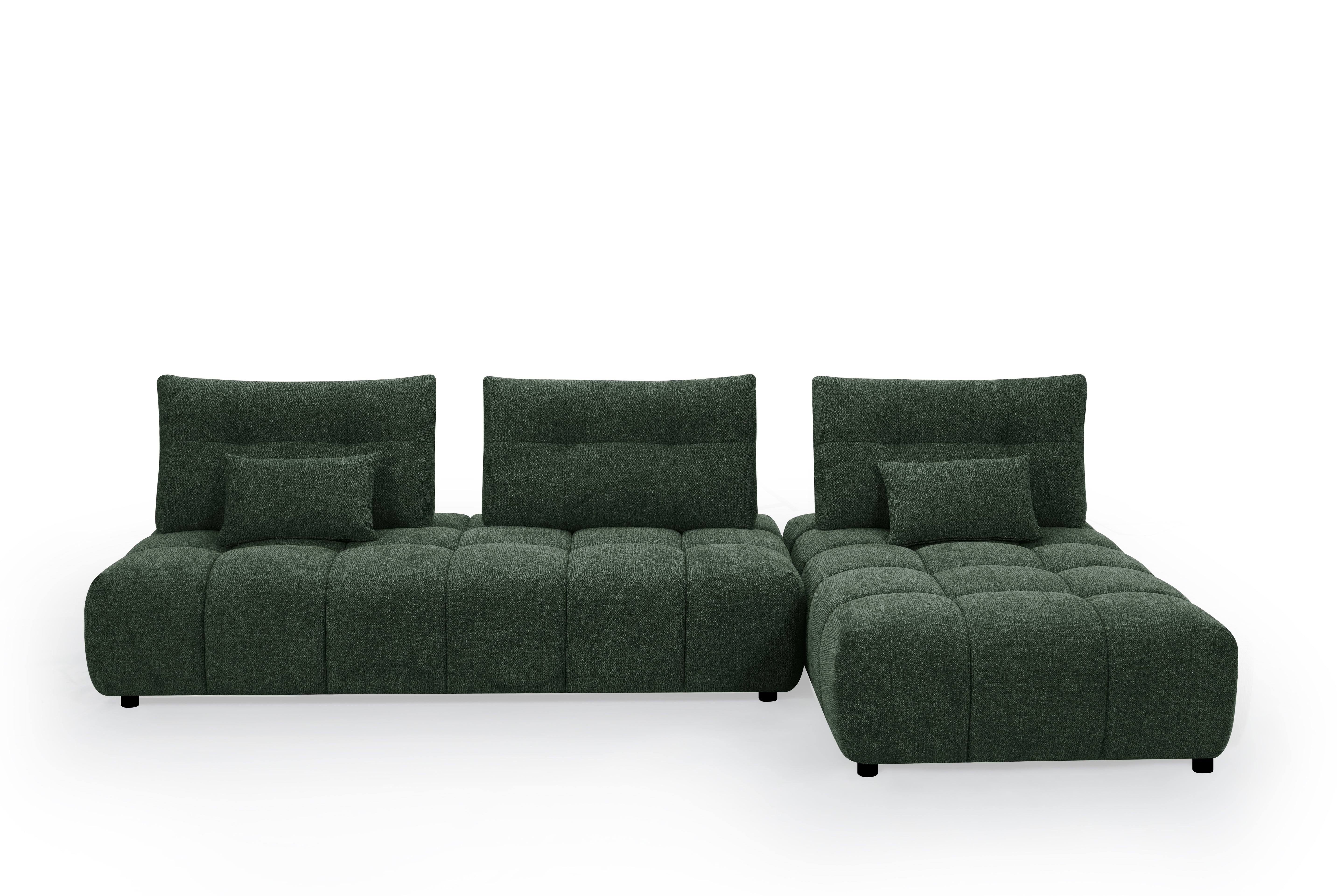 Wendbares Ecksofa ALANA aus strukturiertem Samt in Khakigrün