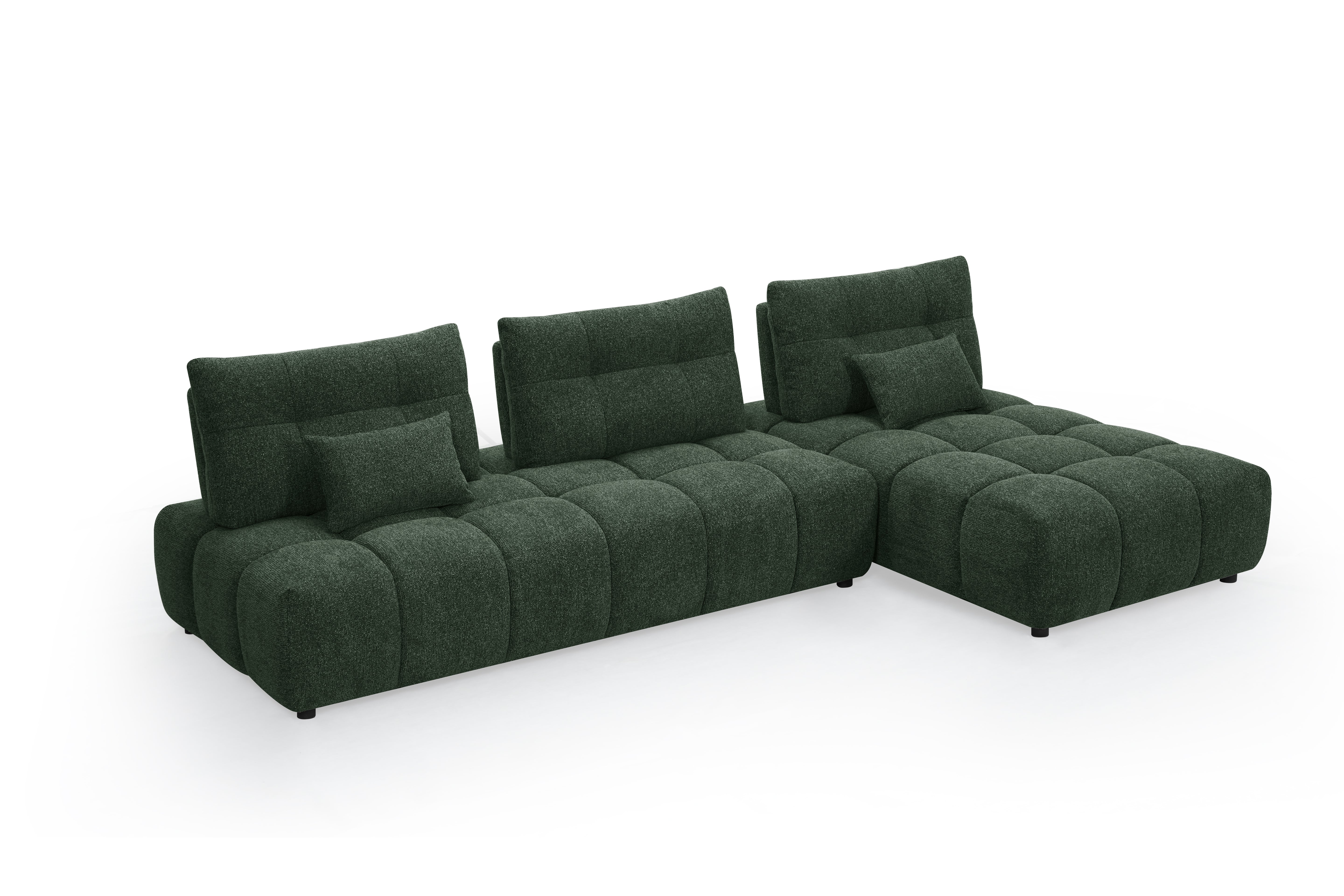 Wendbares Ecksofa ALANA aus strukturiertem Samt in Khakigrün