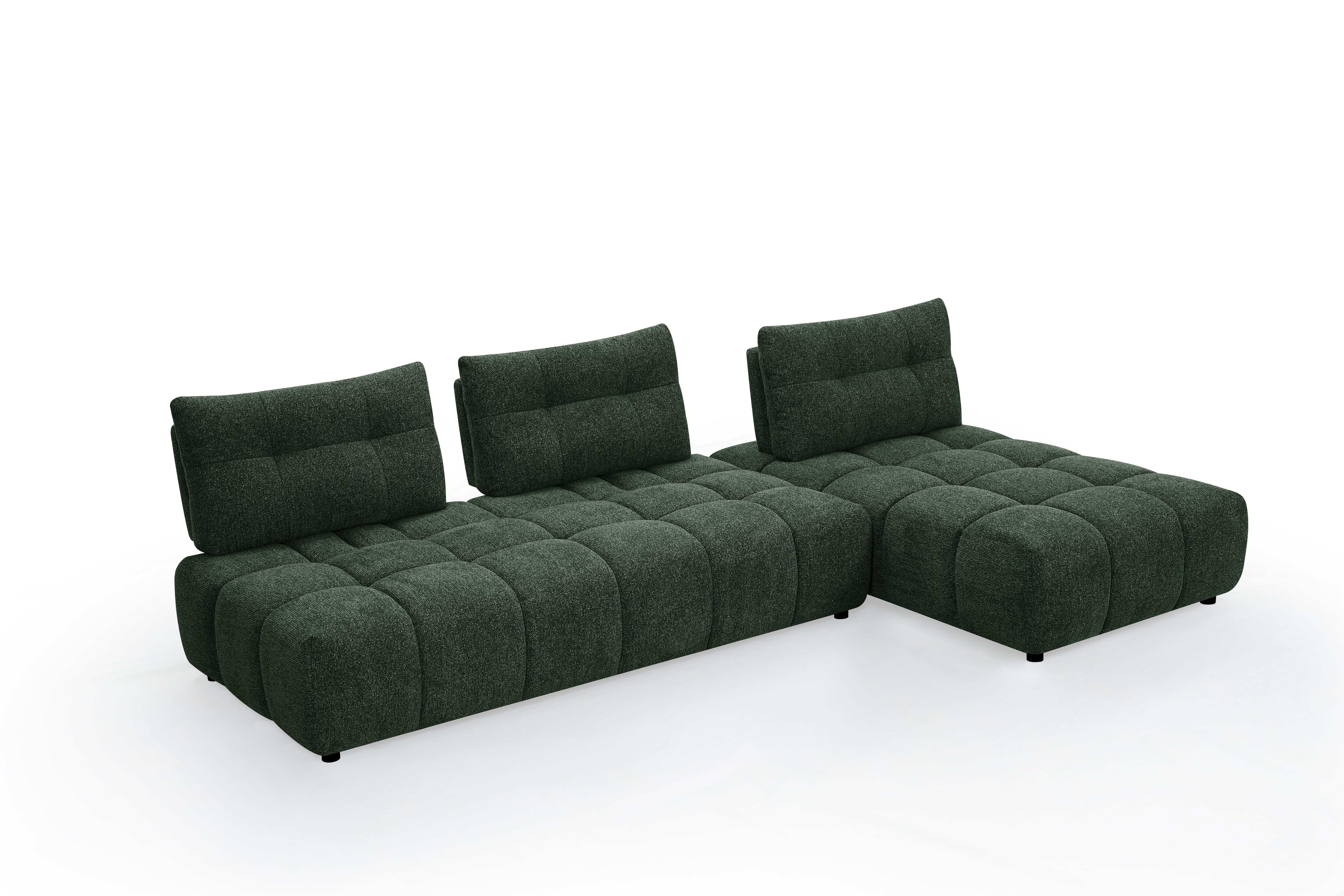 Wendbares Ecksofa ALANA aus strukturiertem Samt in Khakigrün