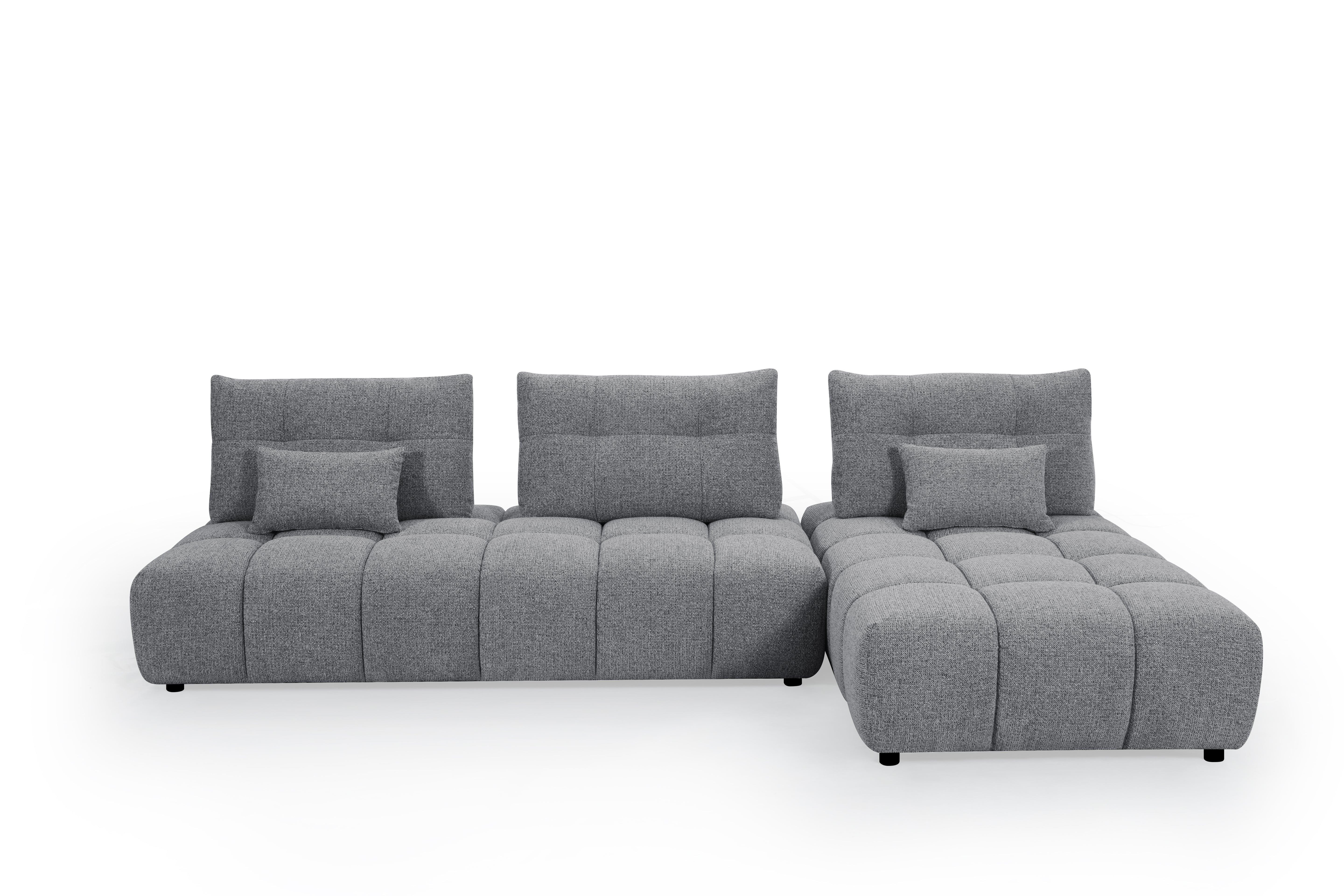 ALANA Ecksofa aus grauem strukturiertem Samt, wendbar