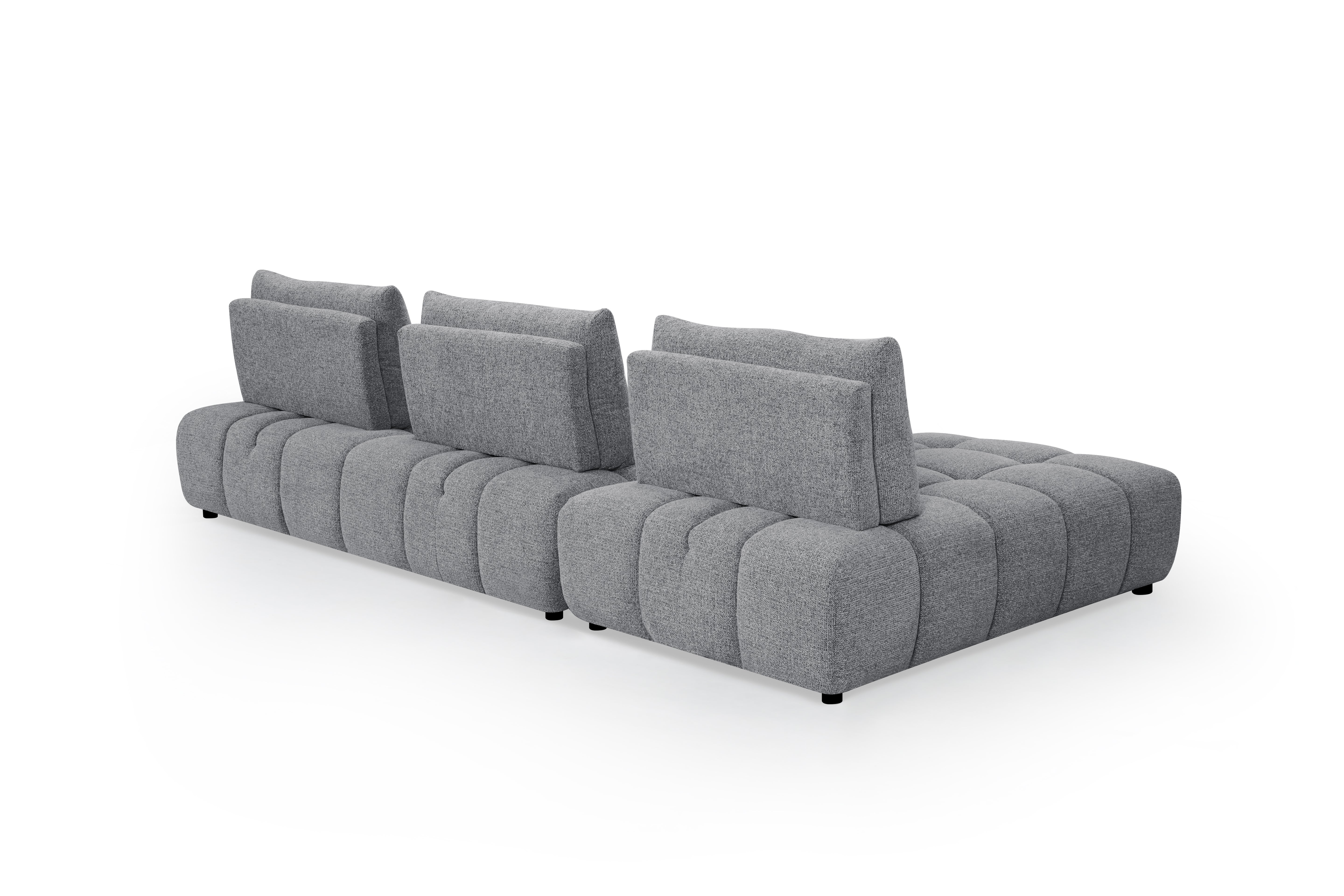 ALANA Ecksofa aus grauem strukturiertem Samt, wendbar