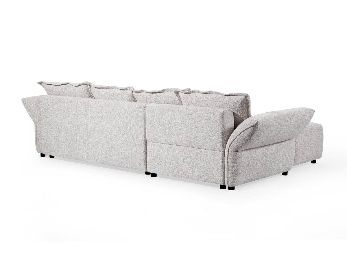 Wendbares, umwandelbares Ecksofa aus beigem, gewebtem Samt BELINE