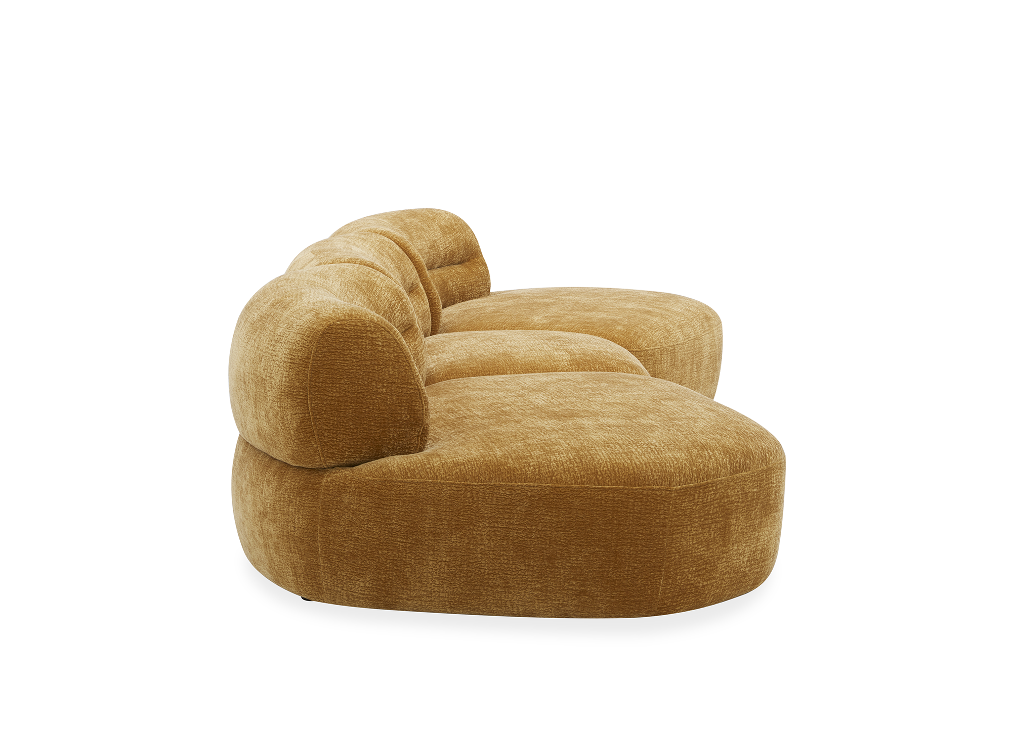 IMENIA 5-Sitzer-Sofa mit fester, gerader Form in senffarbenem Samt