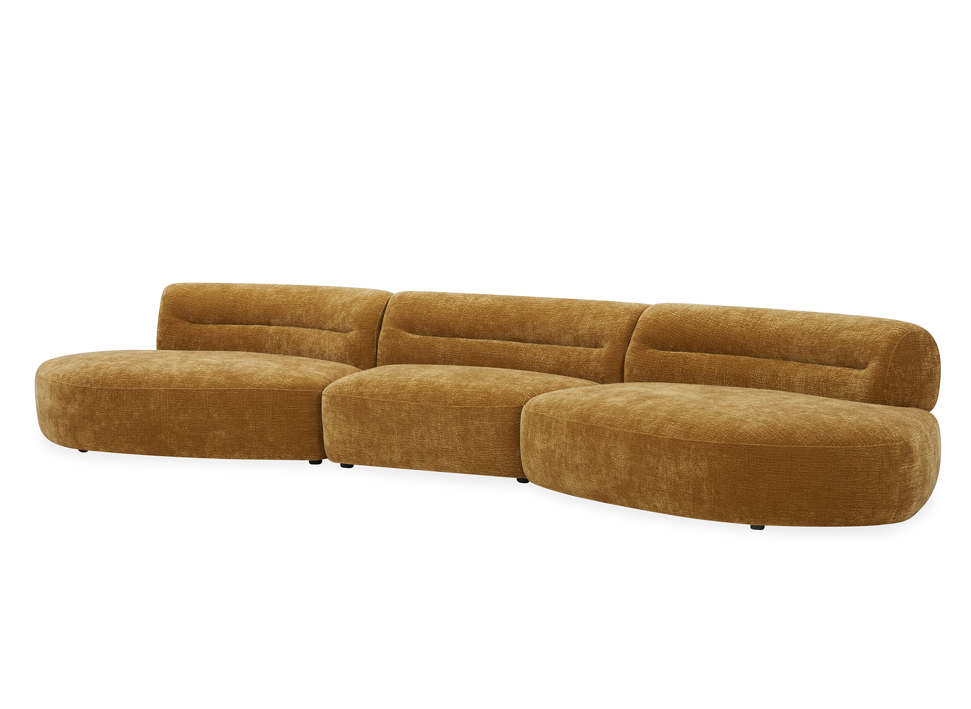 IMENIA 5-Sitzer-Sofa mit fester, gerader Form in senffarbenem Samt