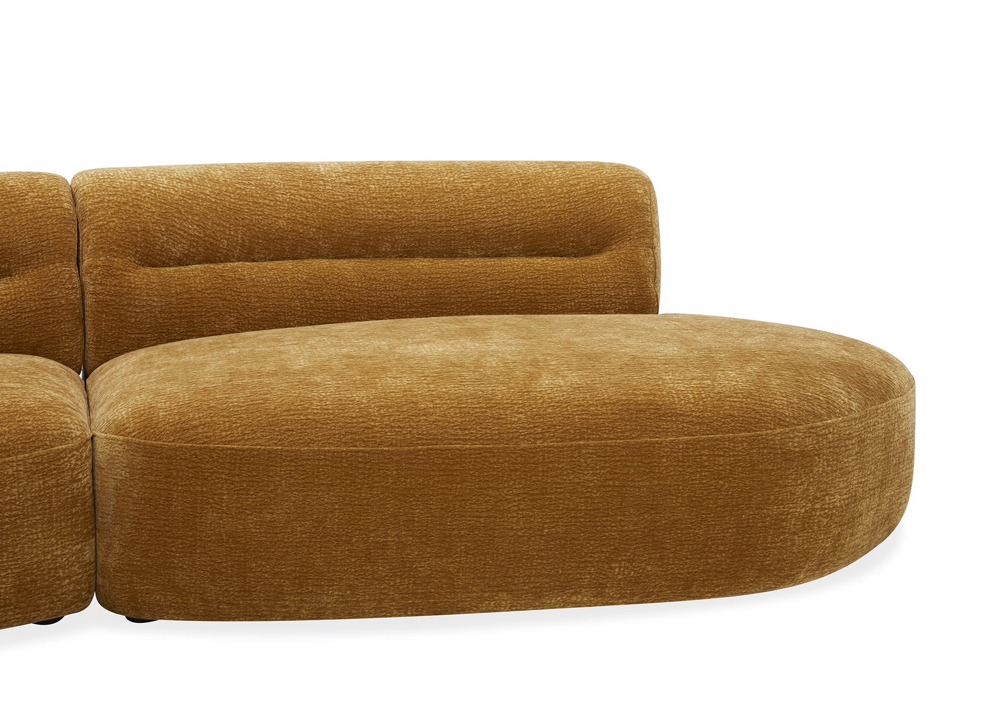 IMENIA 5-Sitzer-Sofa mit fester, gerader Form in senffarbenem Samt