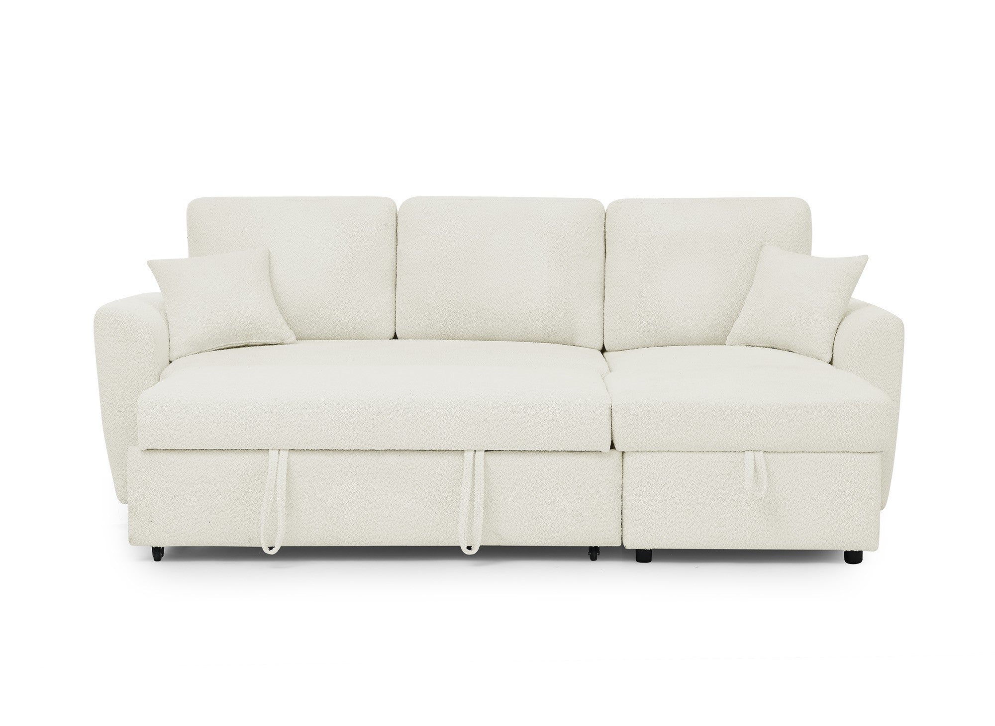 ADRYEN umwandelbares und wendbares Ecksofa mit Stauraum aus beigem Bouclé-Stoff