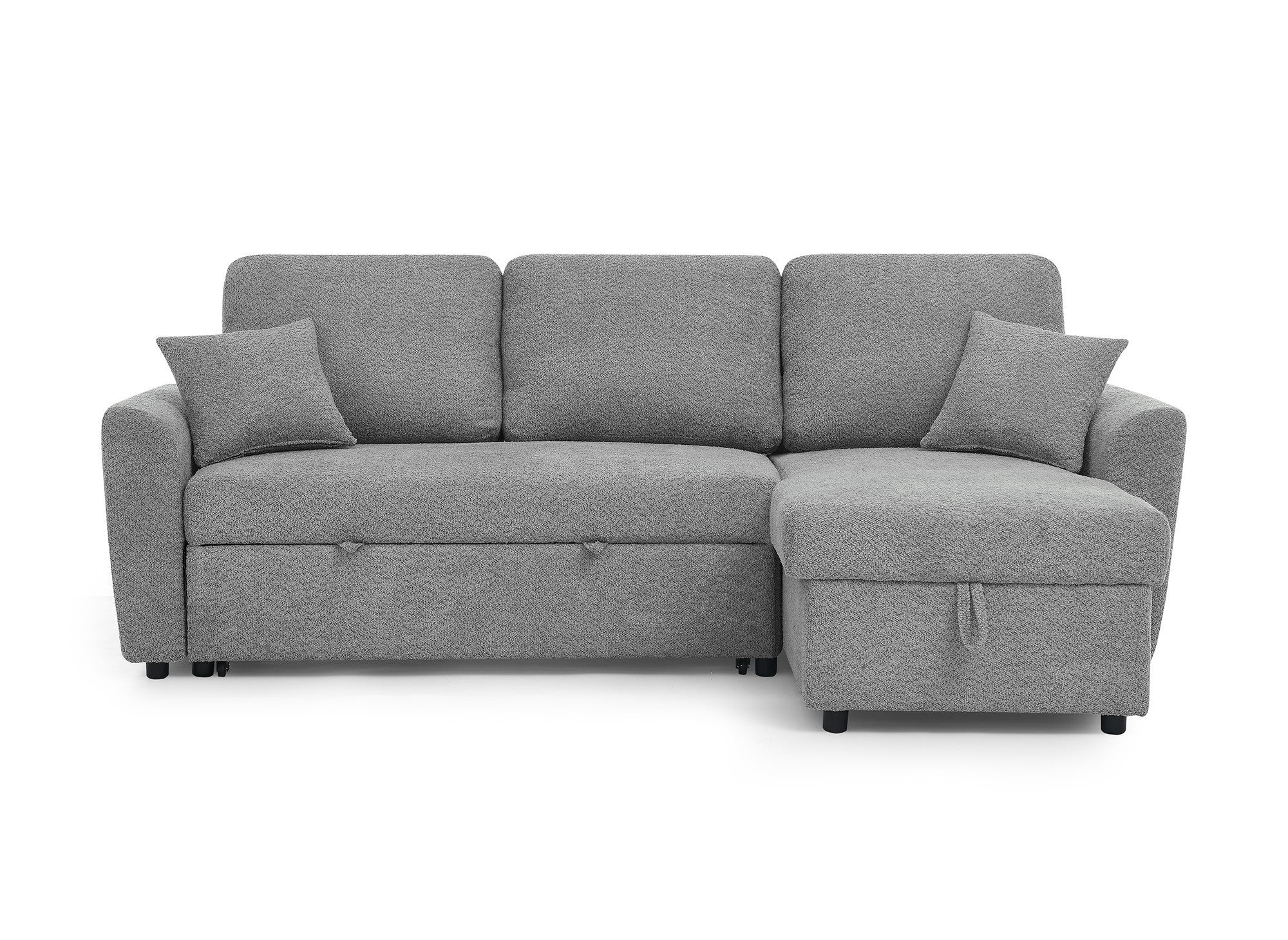 ADRYEN Ecksofa aus grauem Frottee mit Stauraum