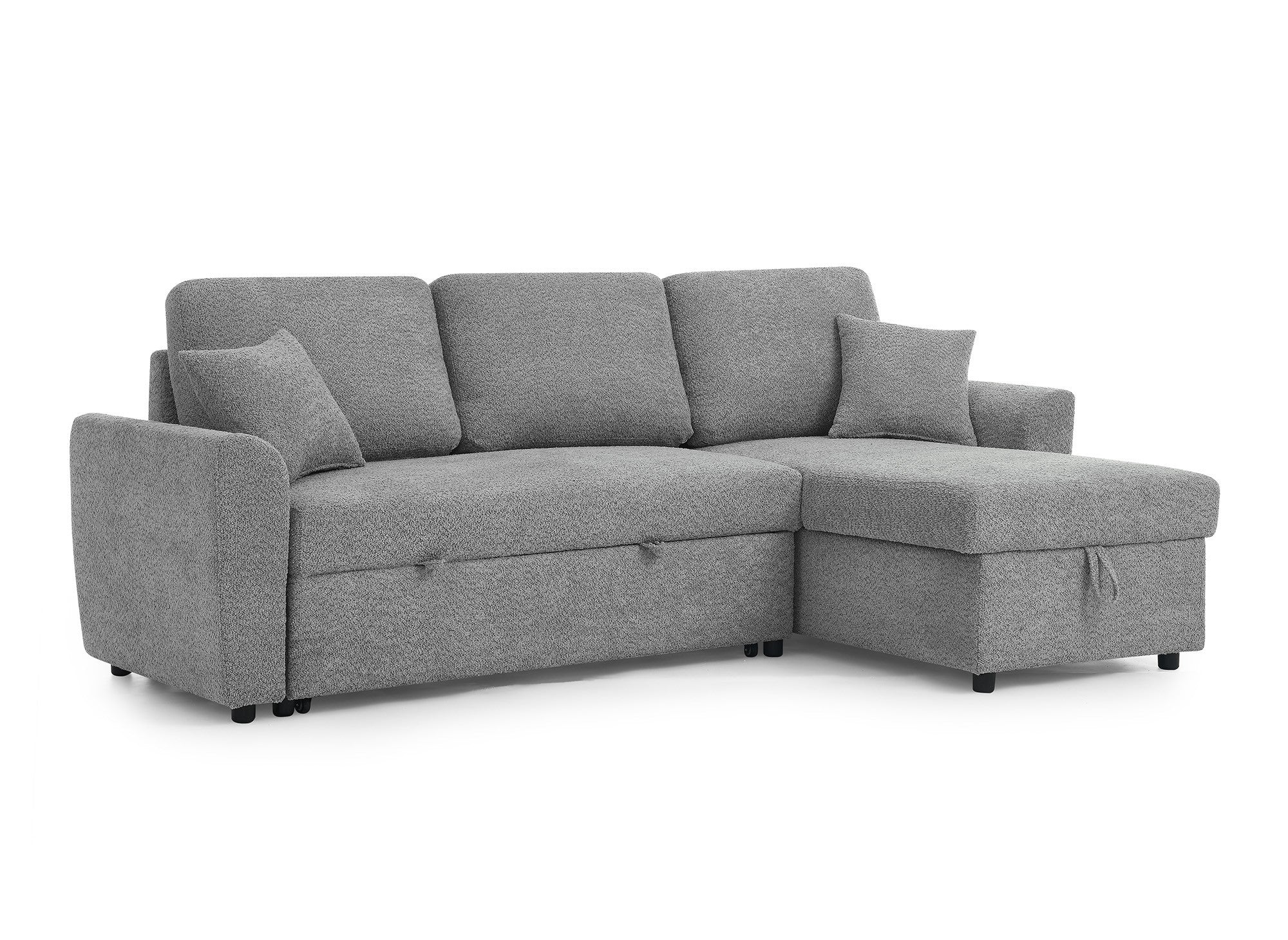 ADRYEN Ecksofa aus grauem Frottee mit Stauraum