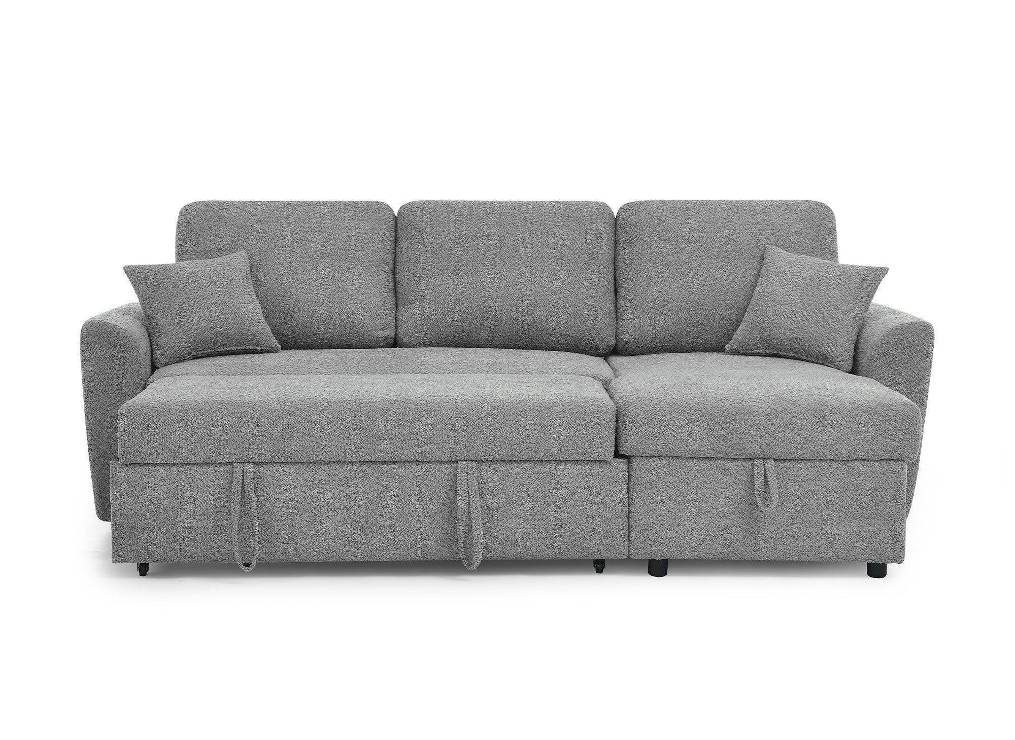ADRYEN Ecksofa aus grauem Frottee mit Stauraum