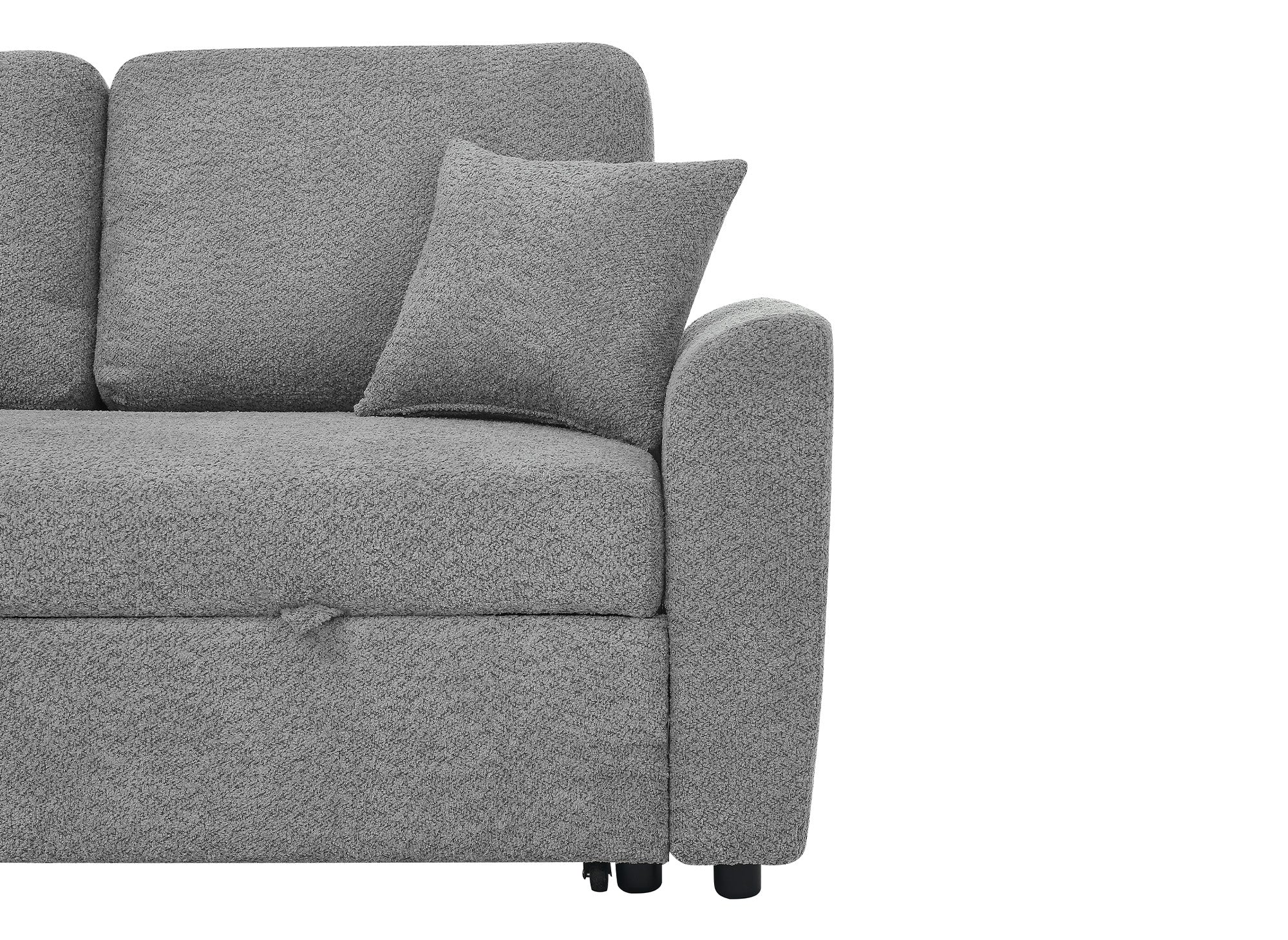 ADRYEN Ecksofa aus grauem Frottee mit Stauraum