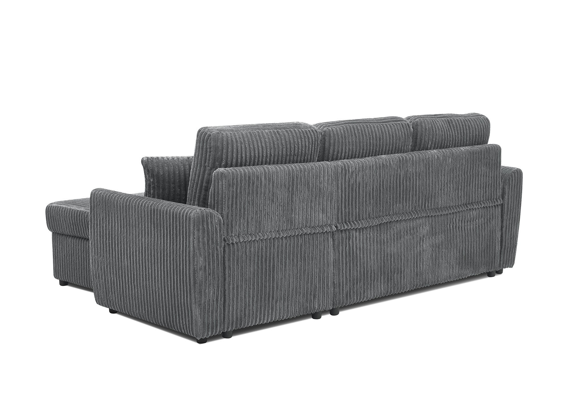ADRYEN Ecksofa aus dickem grauem Cord mit Stauraum, umwandelbar und wendbar