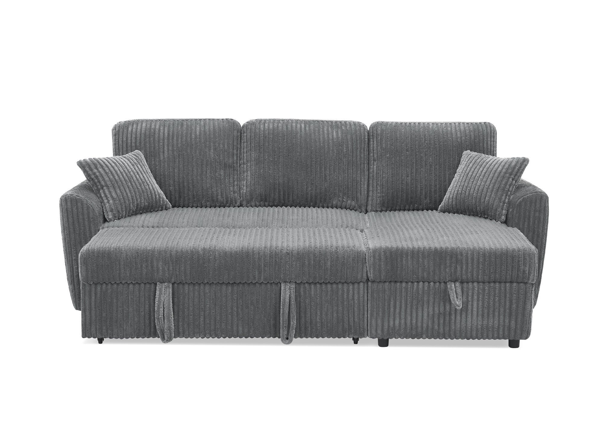 ADRYEN Ecksofa aus dickem grauem Cord mit Stauraum, umwandelbar und wendbar