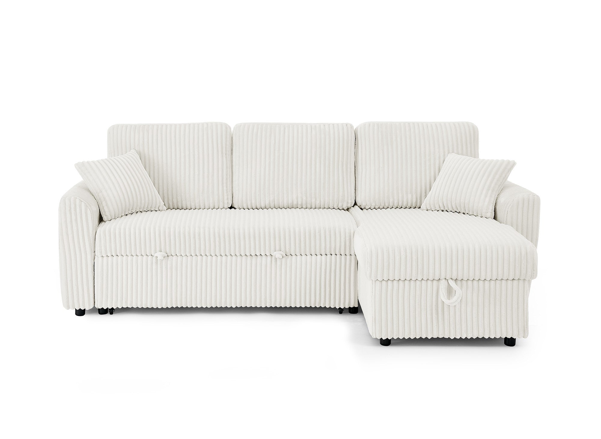 ADRYEN umwandelbares und wendbares Ecksofa mit Stauraum aus dickem, beigem Cord