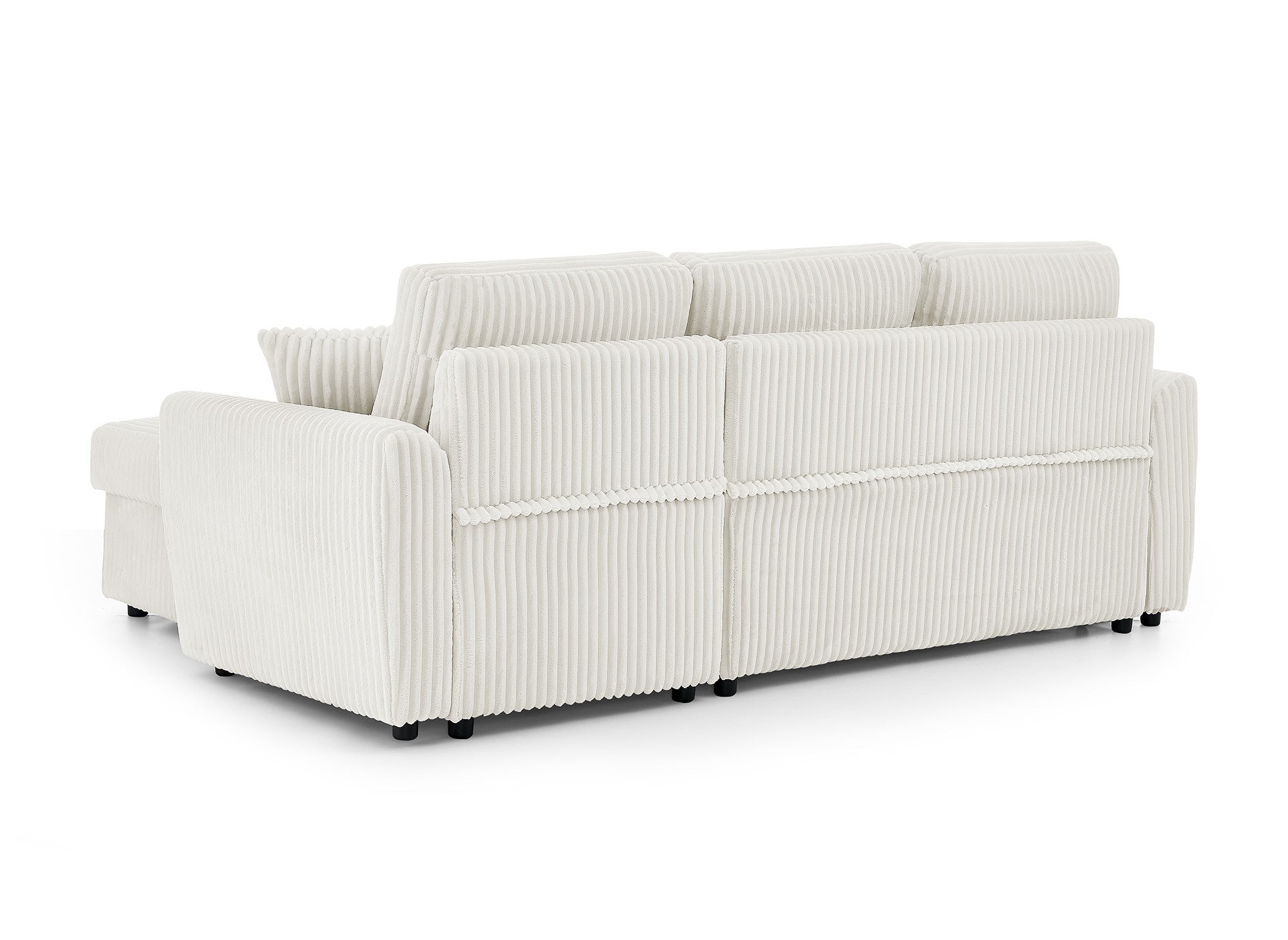 ADRYEN umwandelbares und wendbares Ecksofa mit Stauraum aus dickem, beigem Cord