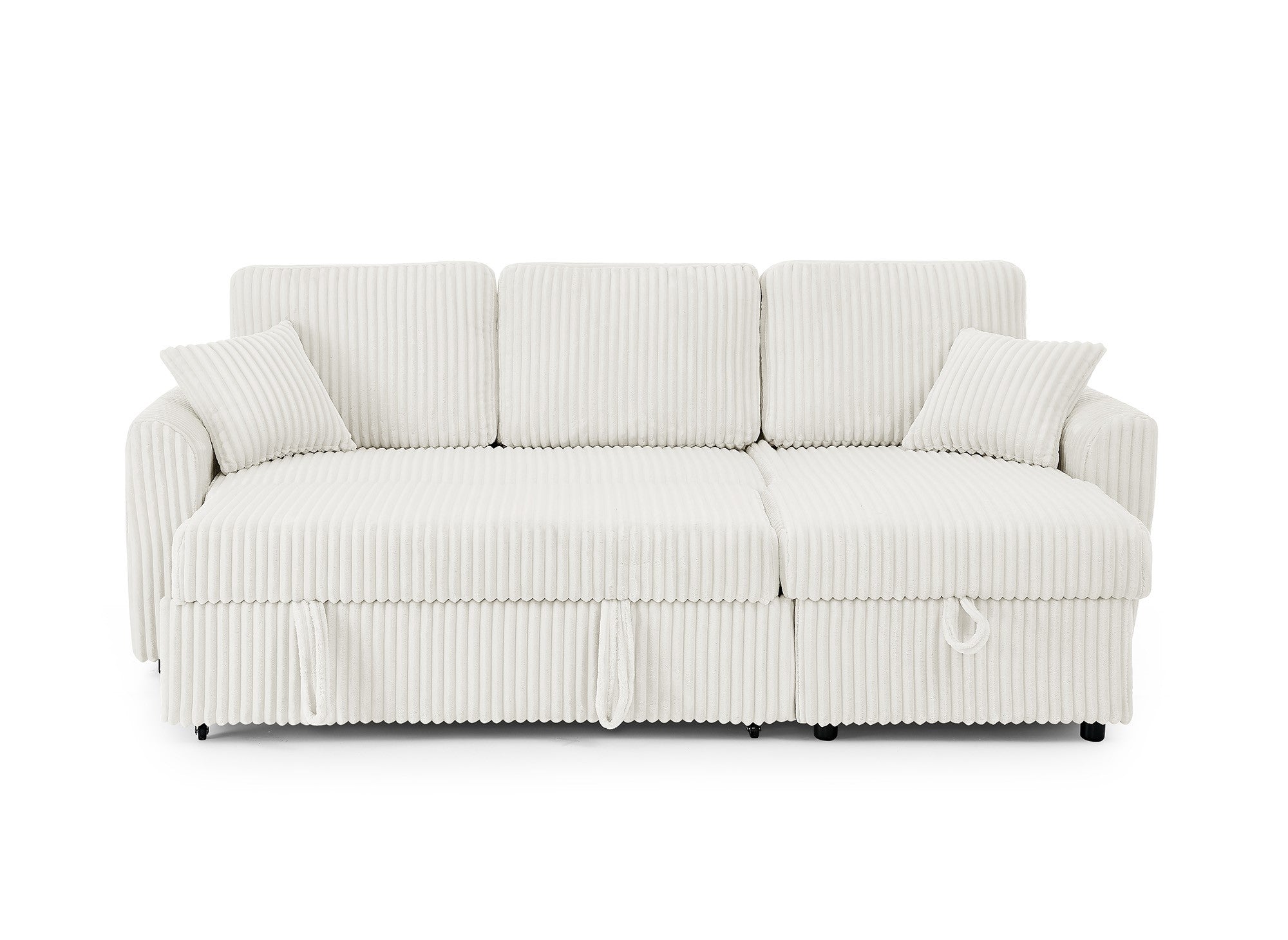 ADRYEN umwandelbares und wendbares Ecksofa mit Stauraum aus dickem, beigem Cord