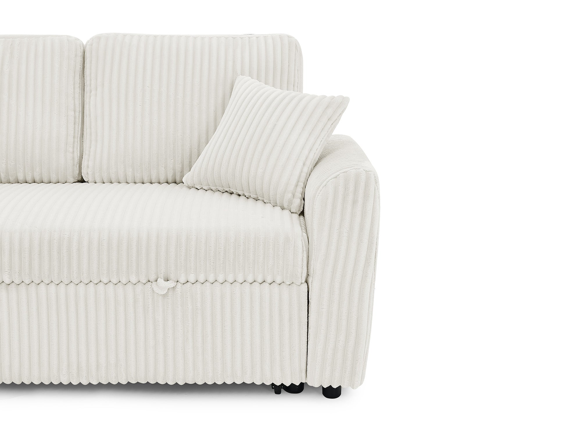 ADRYEN umwandelbares und wendbares Ecksofa mit Stauraum aus dickem, beigem Cord