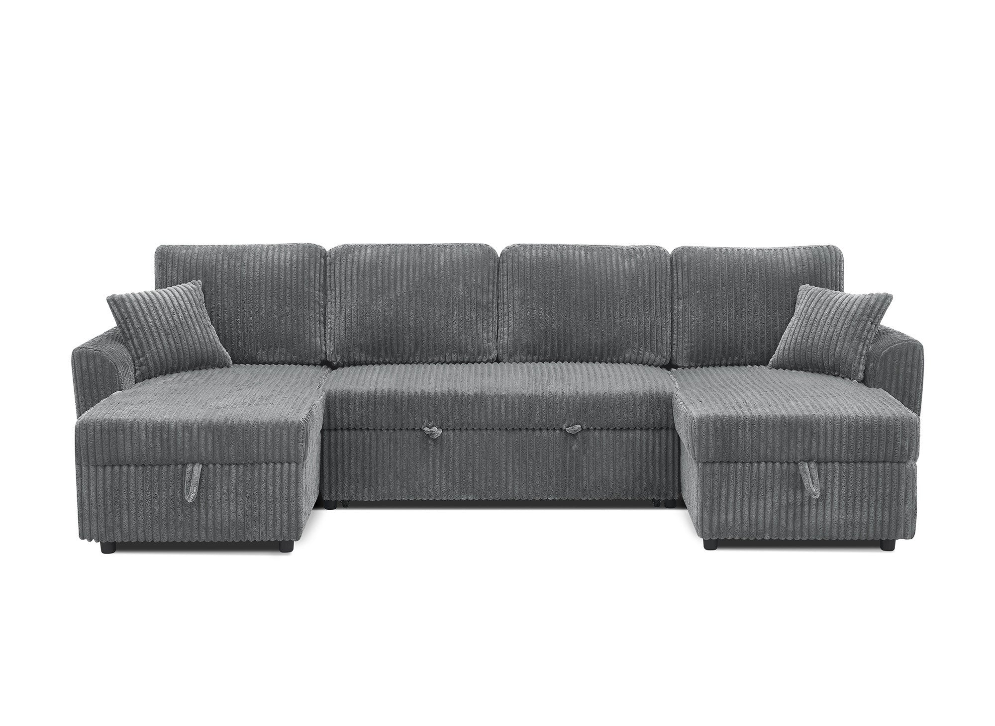 ADRYEN Panorama-Schlafsofa mit Staufächern aus dickem grauem Cord