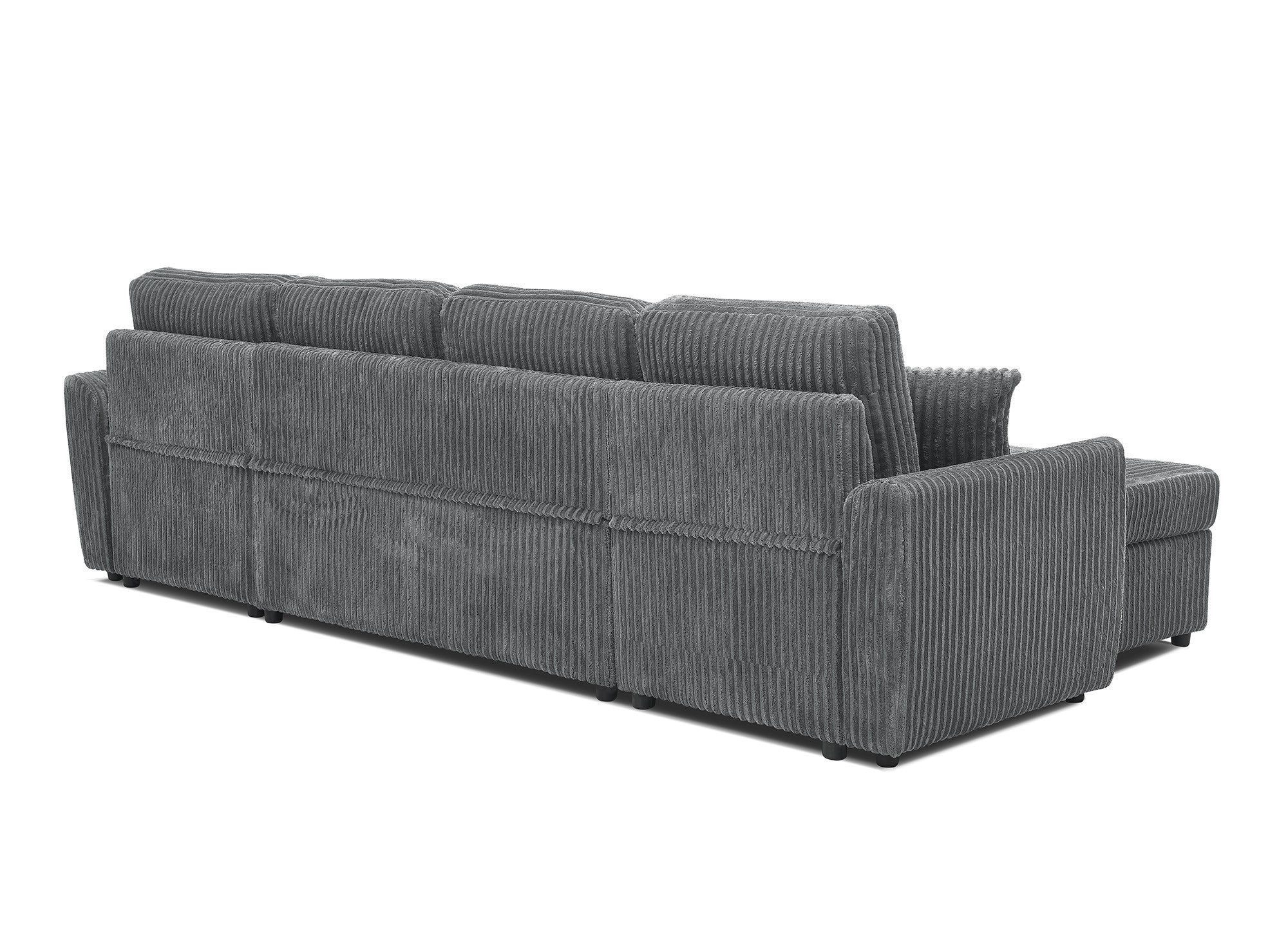 ADRYEN Panorama-Schlafsofa mit Staufächern aus dickem grauem Cord