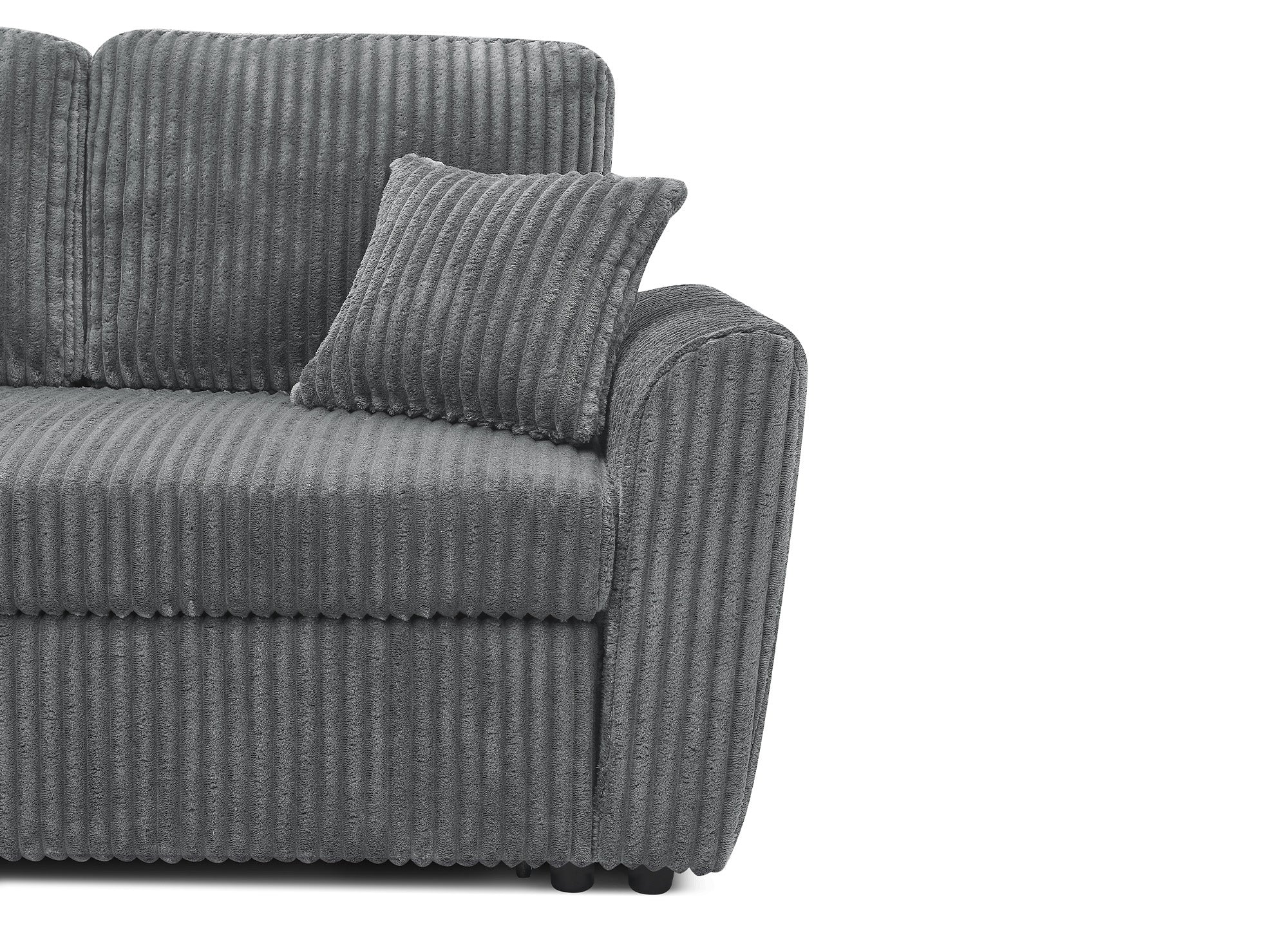 ADRYEN Panorama-Schlafsofa mit Staufächern aus dickem grauem Cord