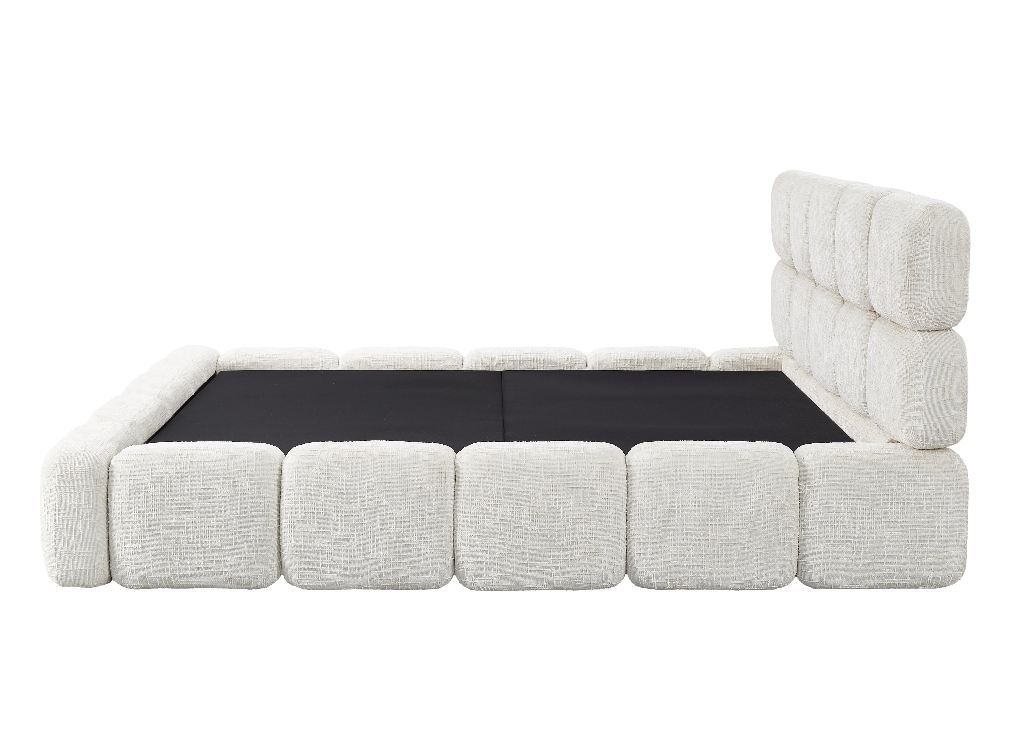 BUBBLE Bett mit Stauraum, beige melierter Samt, 180 x 200 cm