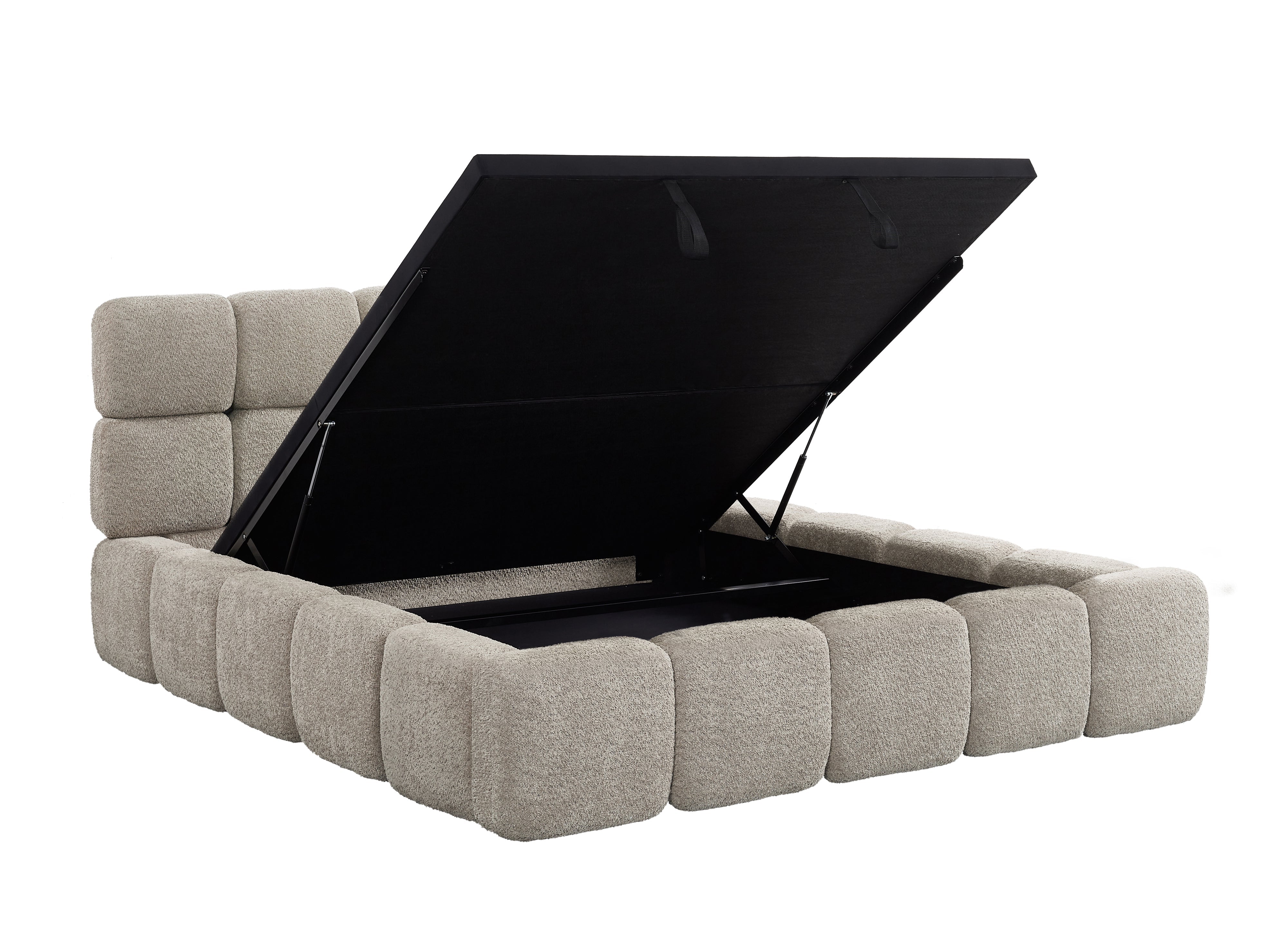 BUBBLE taupe Frotteebett mit Stauraum 180x200 cm