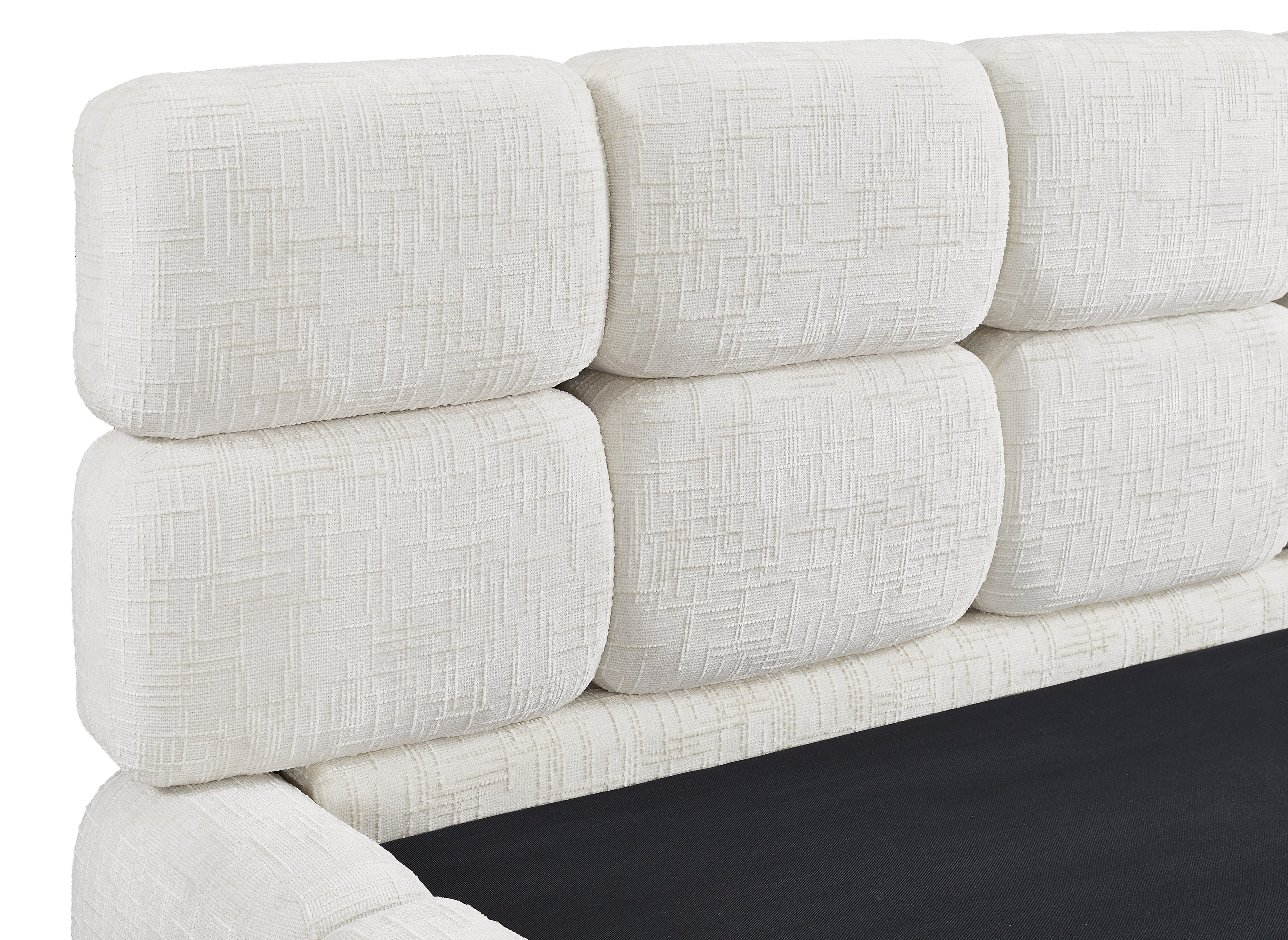 BUBBLE Bett mit Stauraum, beige melierter Samt, 140 x 190 cm