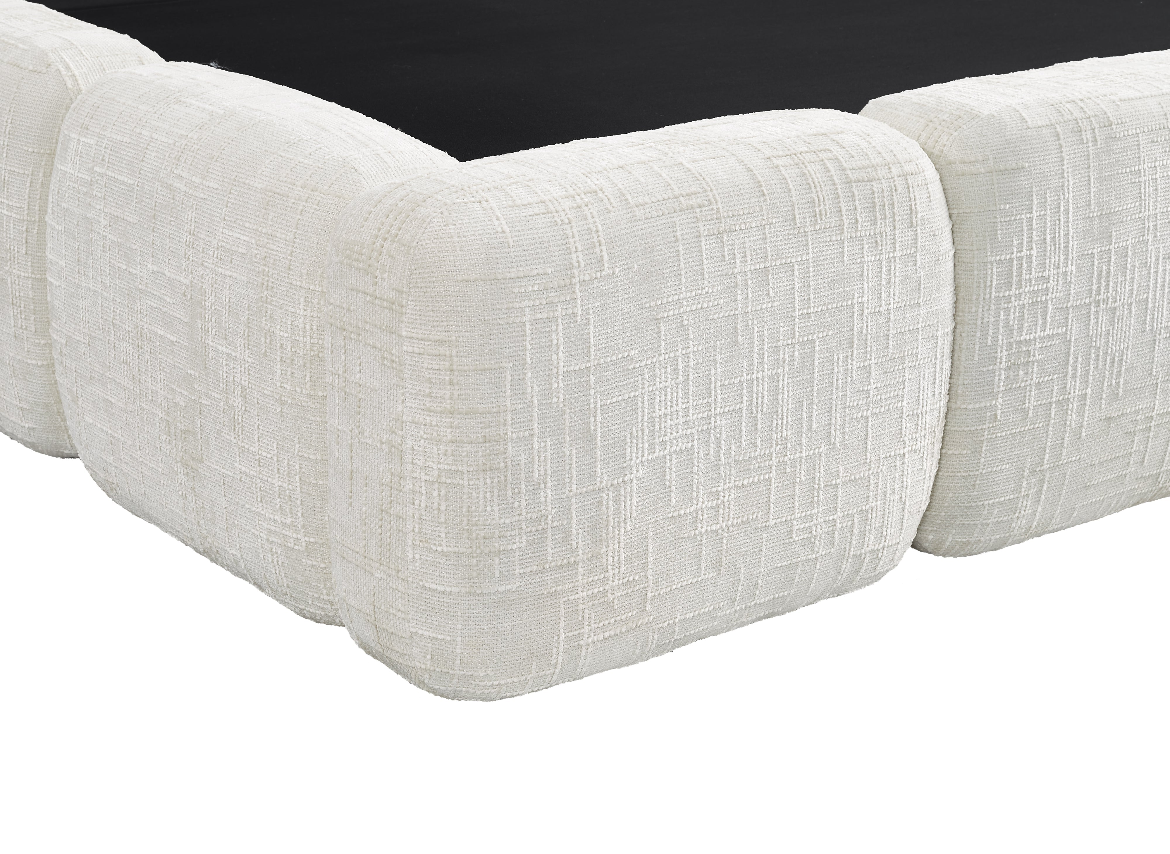 BUBBLE Bett mit Stauraum, beige melierter Samt, 140 x 190 cm