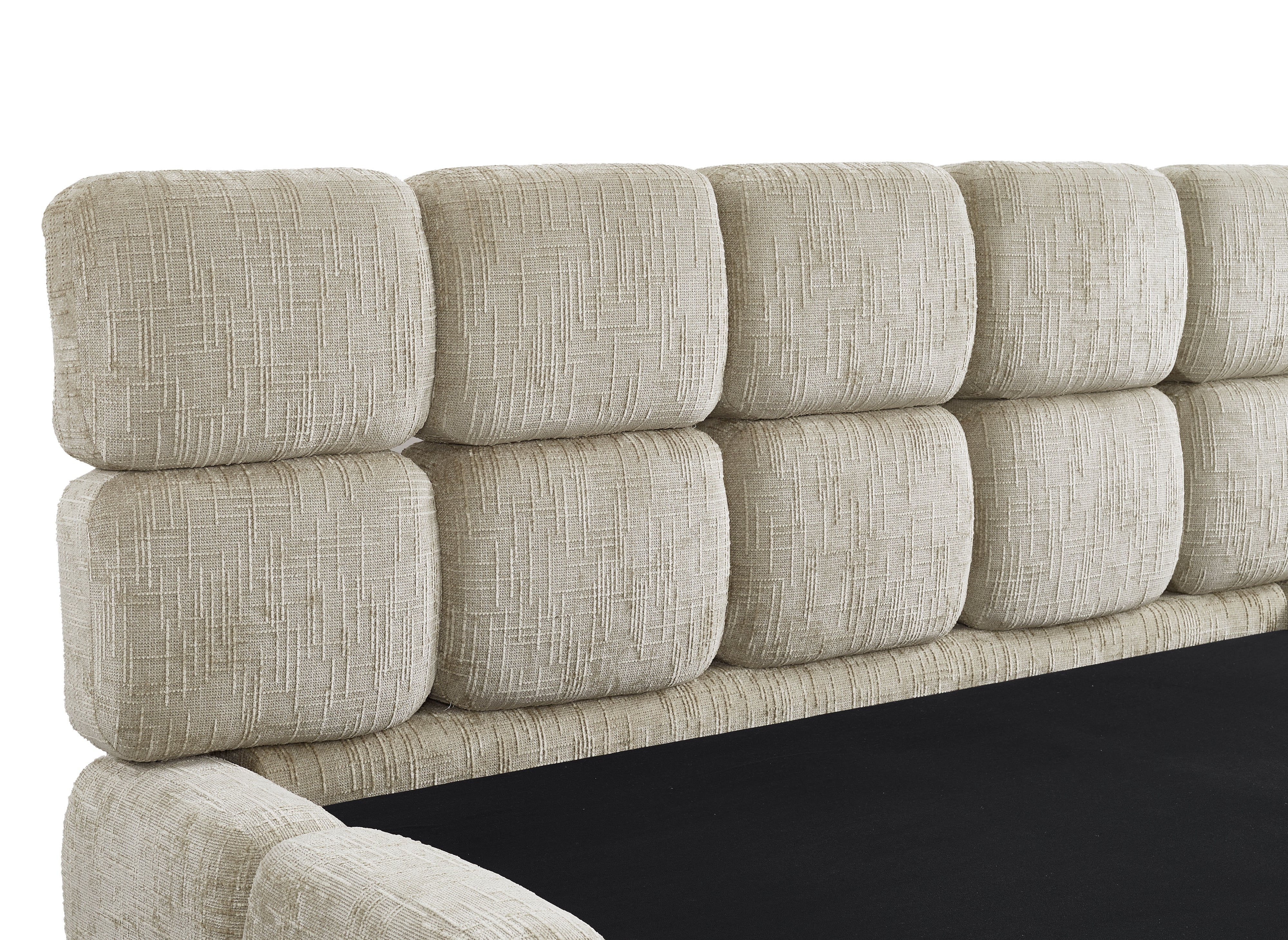 BUBBLE Bett mit Stauraum aus taupefarbenem Samt, 180 x 200 cm
