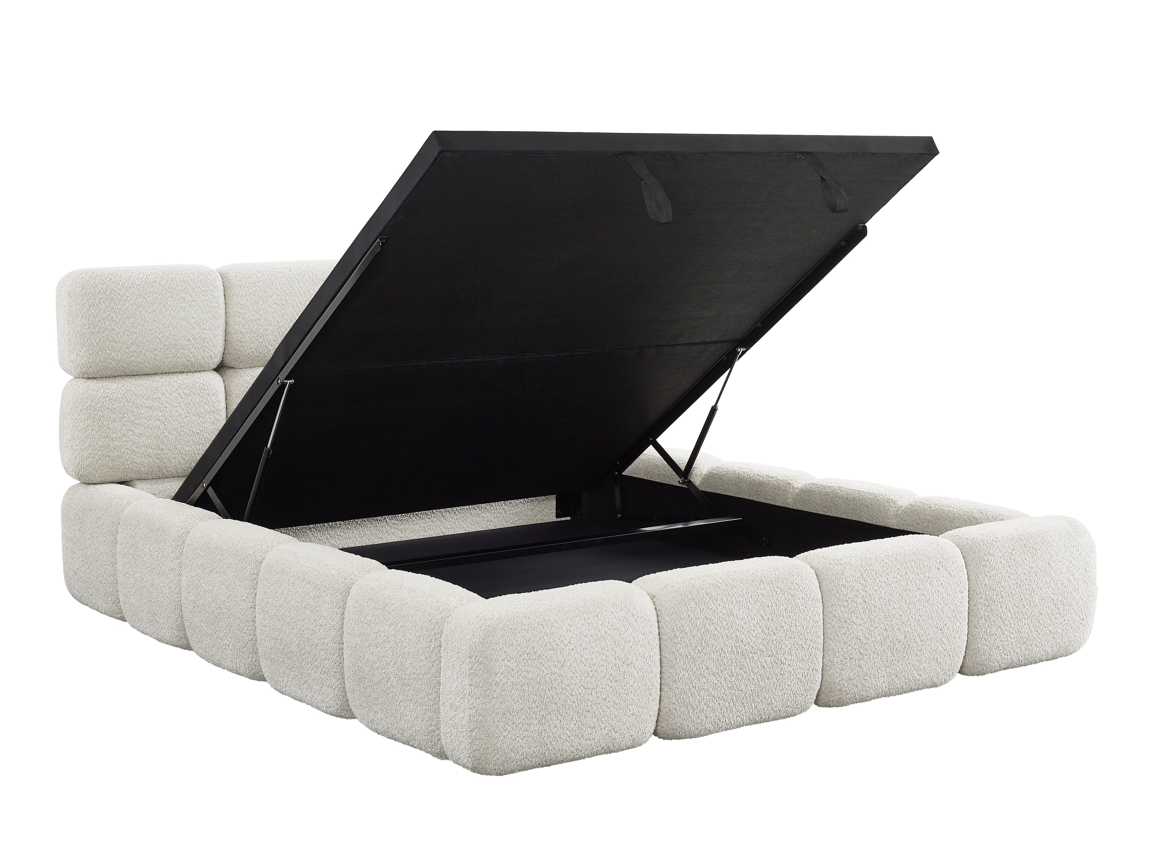 BUBBLE Bett mit Stauraum aus Frottee, beige, 160 x 200 cm