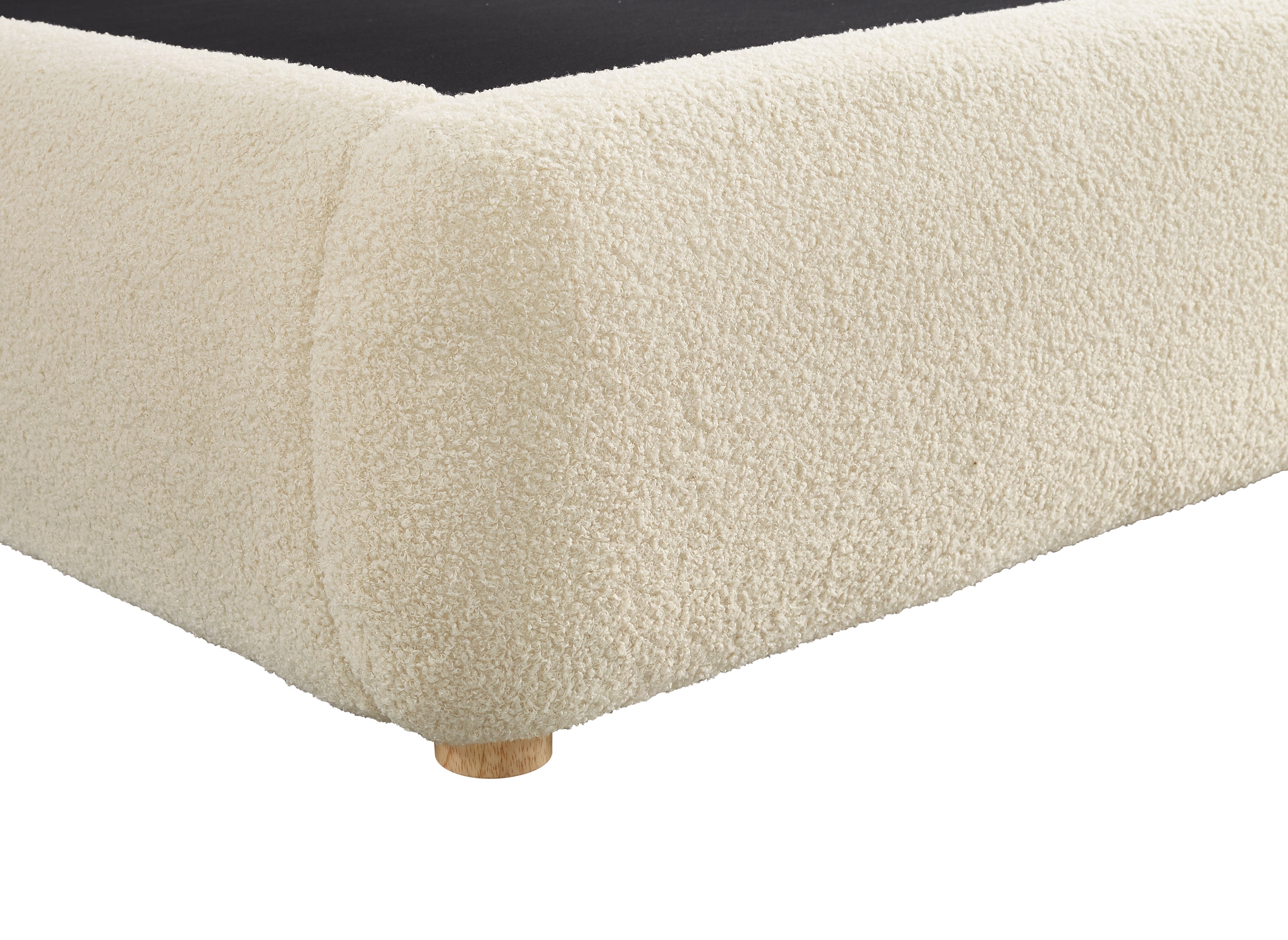 Bett mit Stauraum aus beigem Frottee 160x200 cm BISCUIT