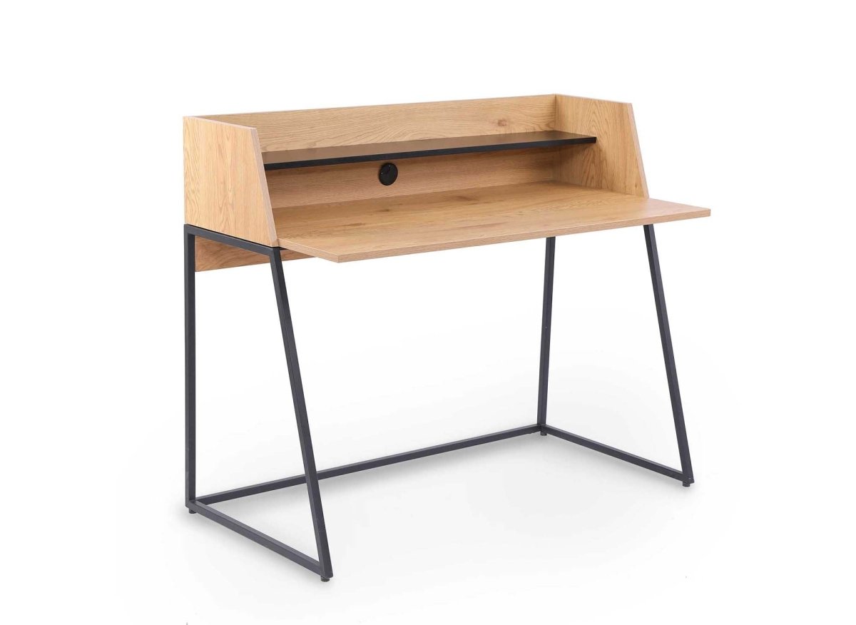 Bureau avec étagère design industriel en bois et métal LUDINE - DécoInParis