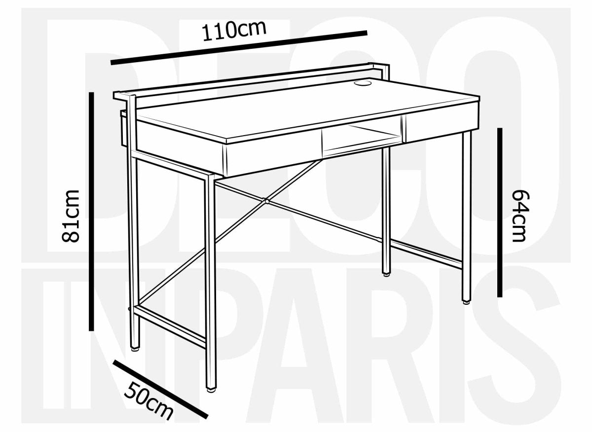 Bureau compact design industriel en bois et métal EDMOND - DécoInParis