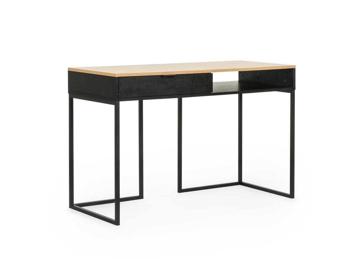 Bureau industriel avec tiroir et rangement en bois et métal COLETTE - DécoInParis