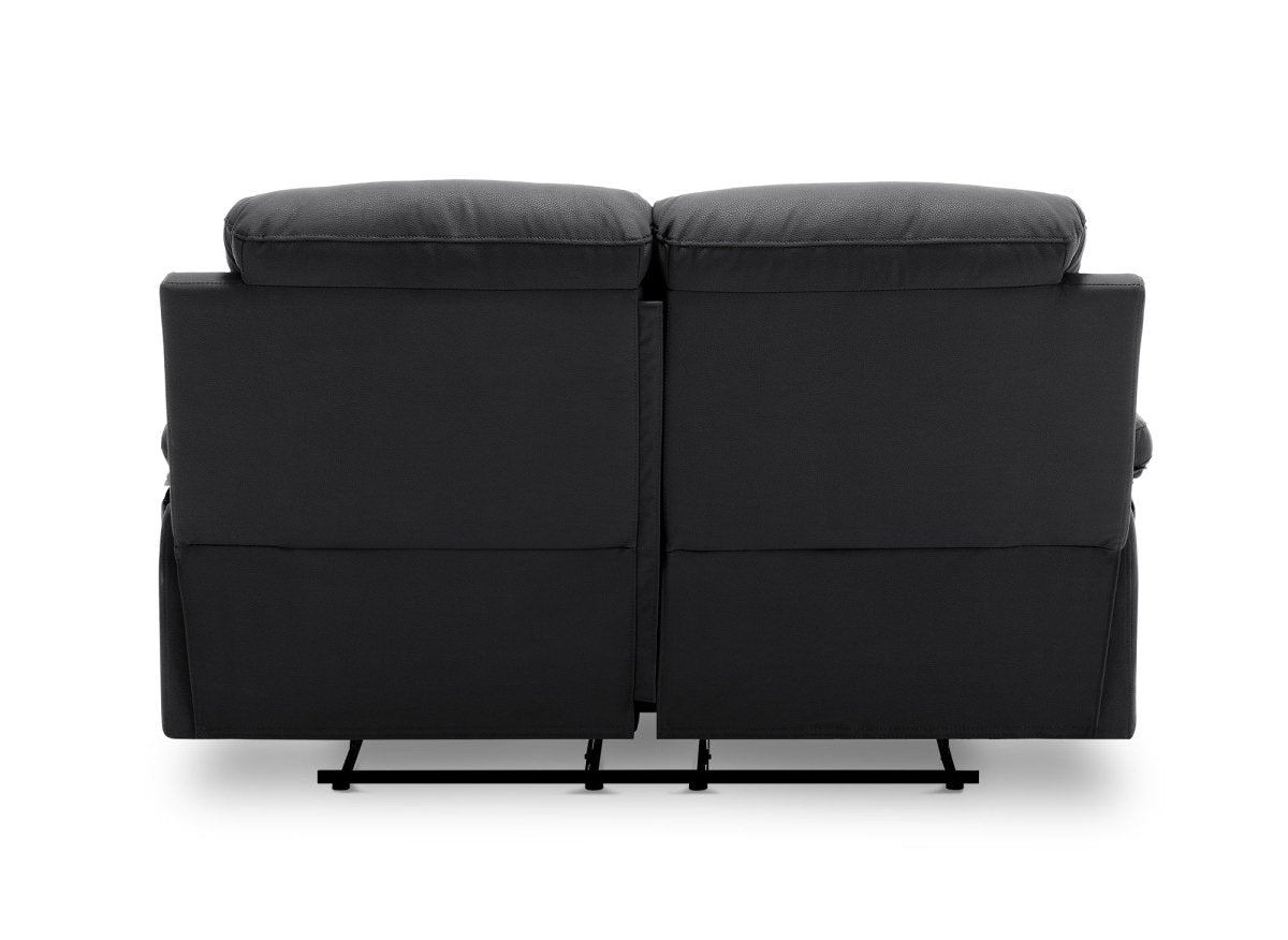 Canapé 2 places relax manuel en simili cuir noir DANY - DécoInParis
