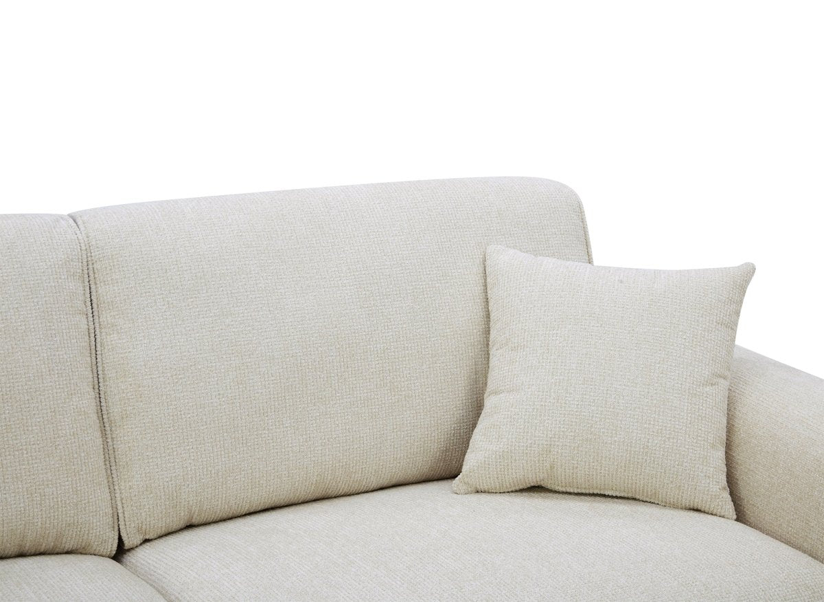 Canapé 3 places en velours chiné beige CARLOTA - DécoInParis