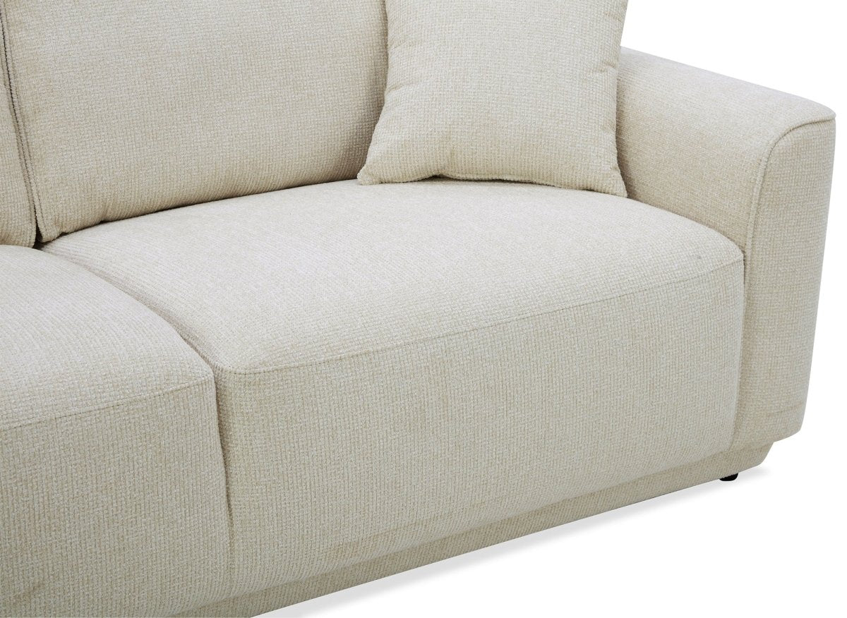 Canapé 3 places en velours chiné beige CARLOTA - DécoInParis