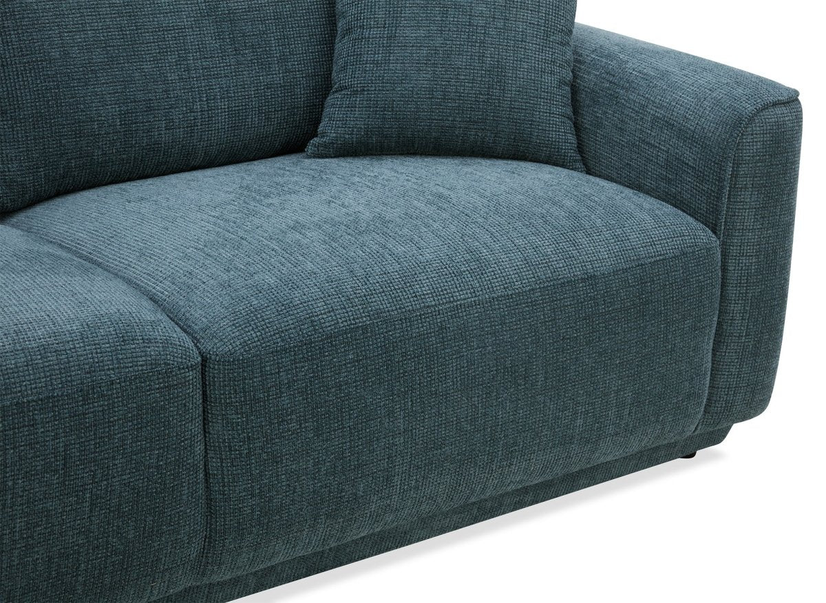 Canapé 3 places en velours chiné bleu CARLOTA - DécoInParis