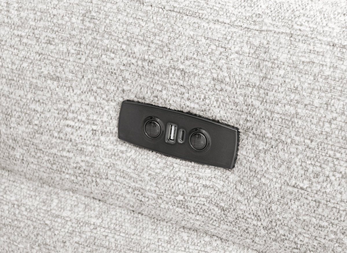 Canapé 3 places relax électrique en tissu bouclette beige DAVY - DécoInParis