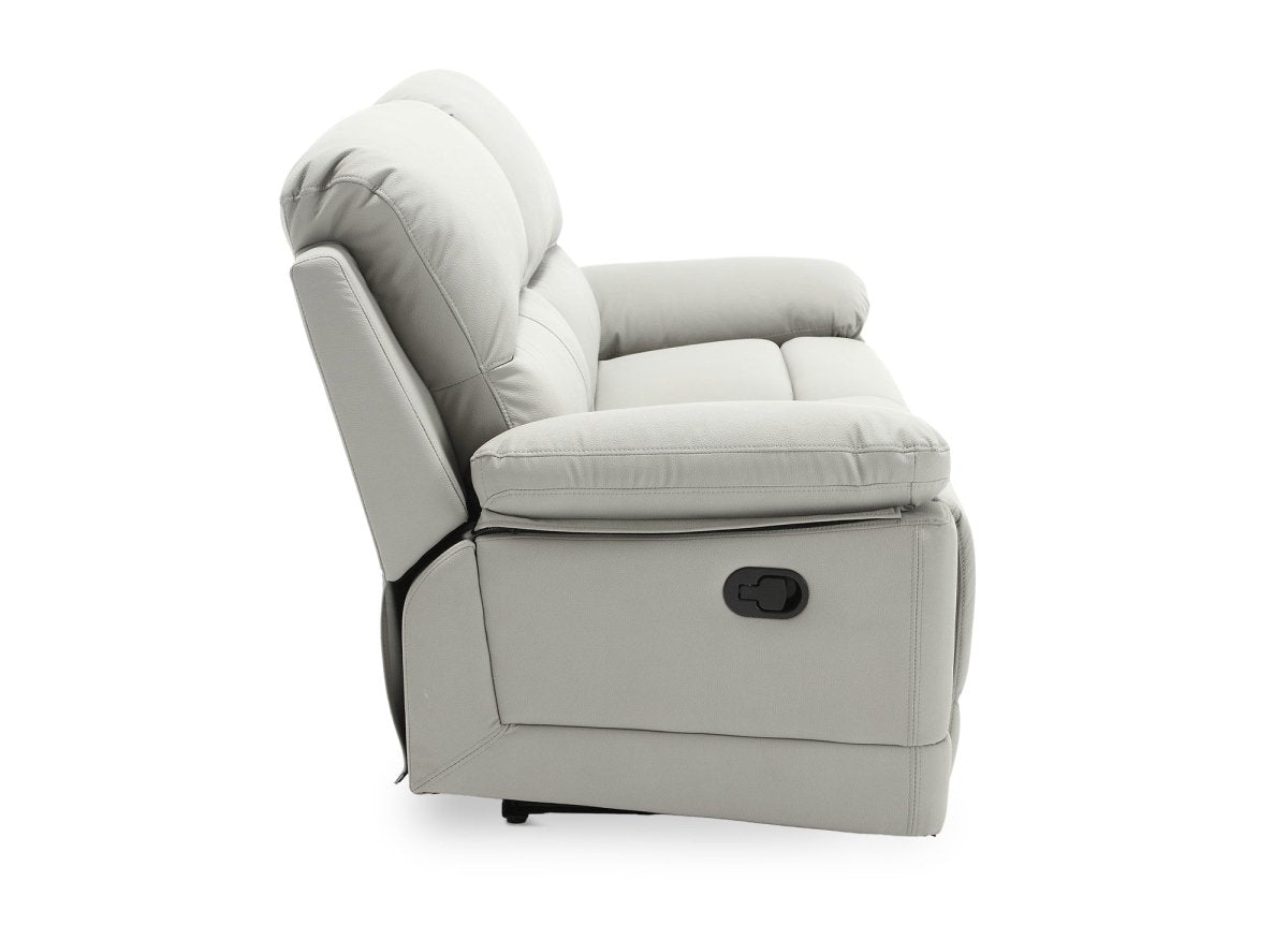 Canapé 3 places relax manuel en simili cuir gris clair DANY - DécoInParis