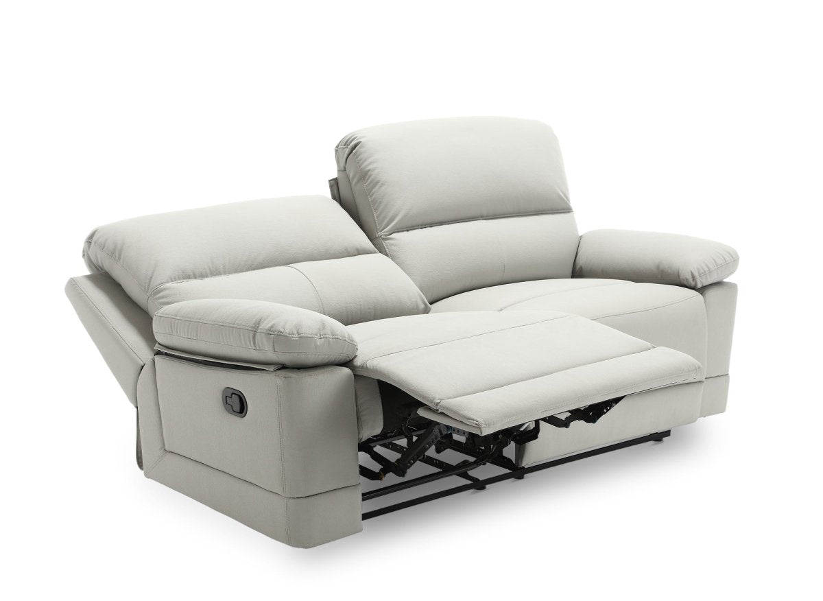 Canapé 3 places relax manuel en simili cuir gris clair DANY - DécoInParis