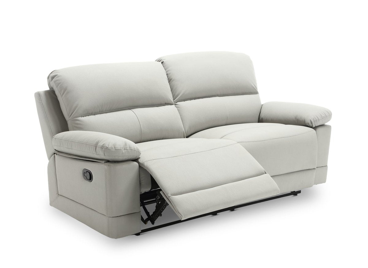 Canapé 3 places relax manuel en simili cuir gris clair DANY - DécoInParis