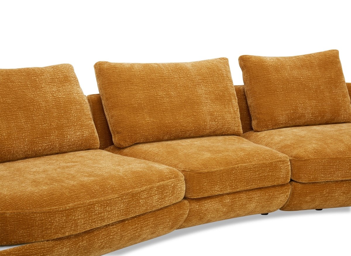 Canapé 4 places en velours tissé moutarde DARIUS - DécoInParis