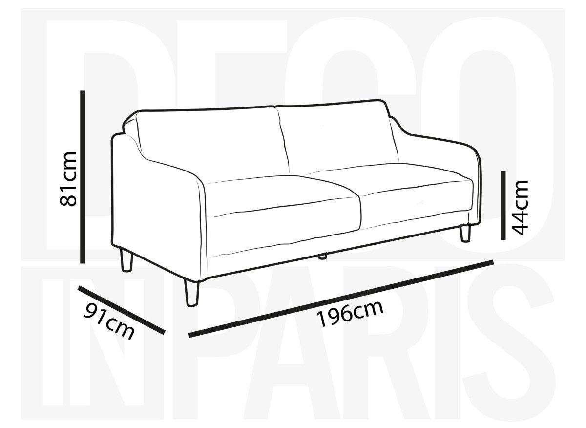 Canapé clic clac 3 places en tissu bleu MARLON - DécoInParis