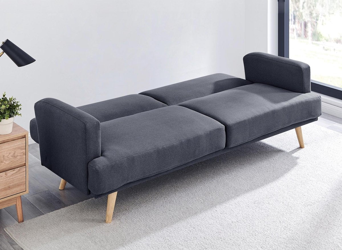 Canapé clic clac 3 places en tissu gris foncé BART - DécoInParis