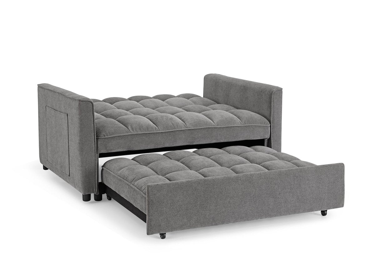 Canapé convertible 2 places en velours texturé gris JASPER - DécoInParis