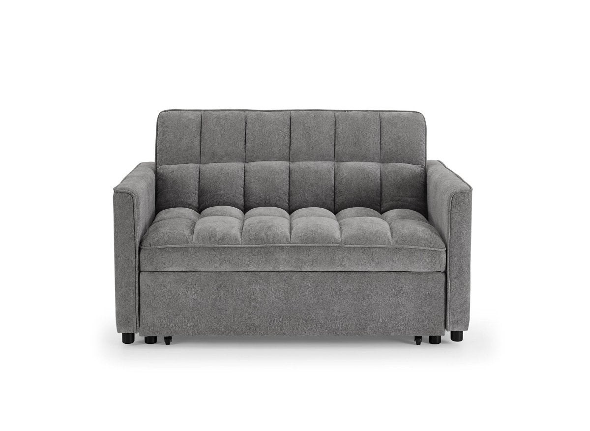 Canapé convertible 2 places en velours texturé gris JASPER - DécoInParis