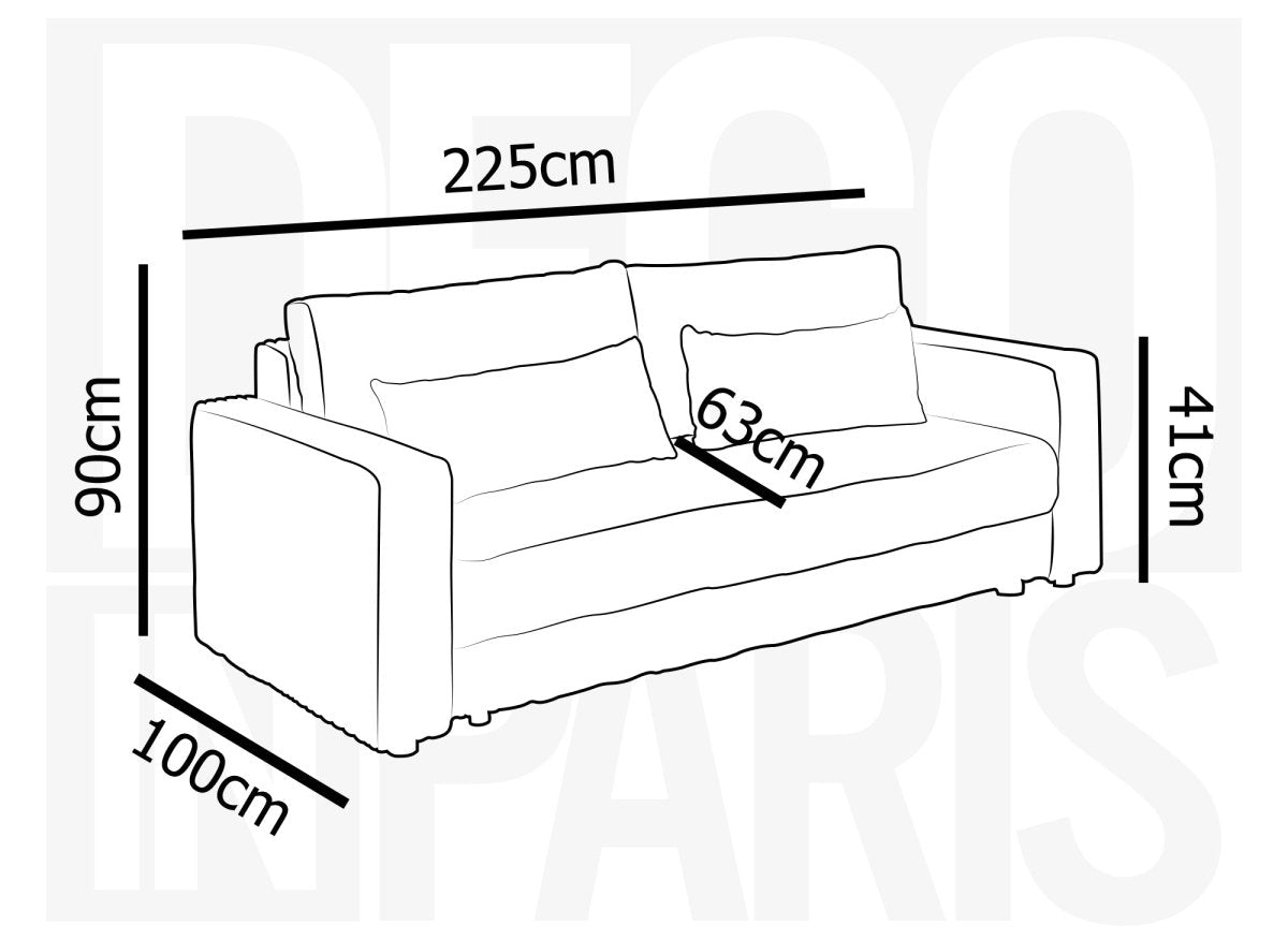 Canapé convertible 3 places avec coffre en velours côtelé épais beige ZURIA - DécoInParis