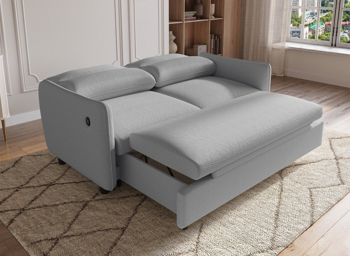 Canapé convertible 3 places en tissu gris clair ZADIG - DécoInParis